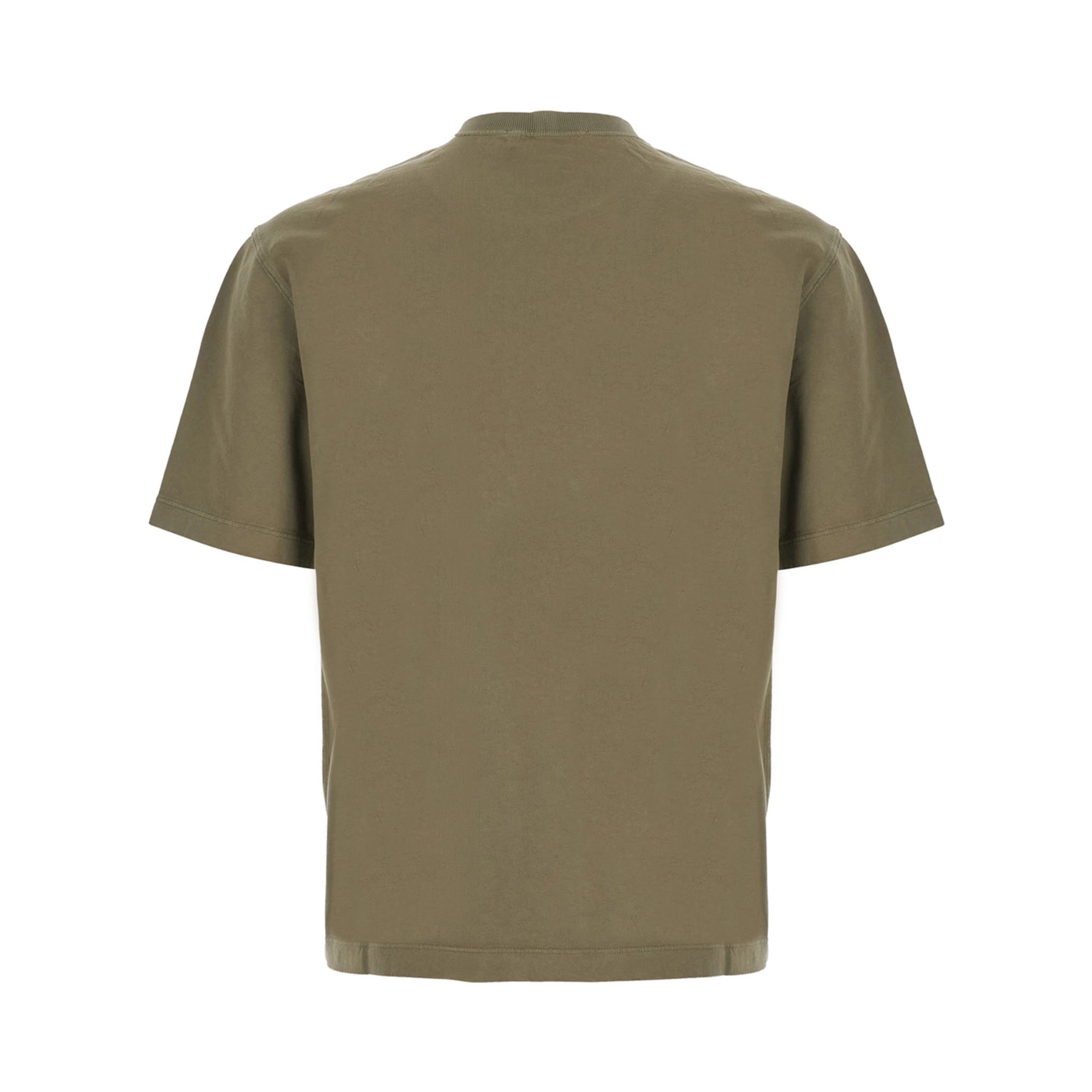 Green Crew neck T-shirt with logo patch on the front in cotton for men