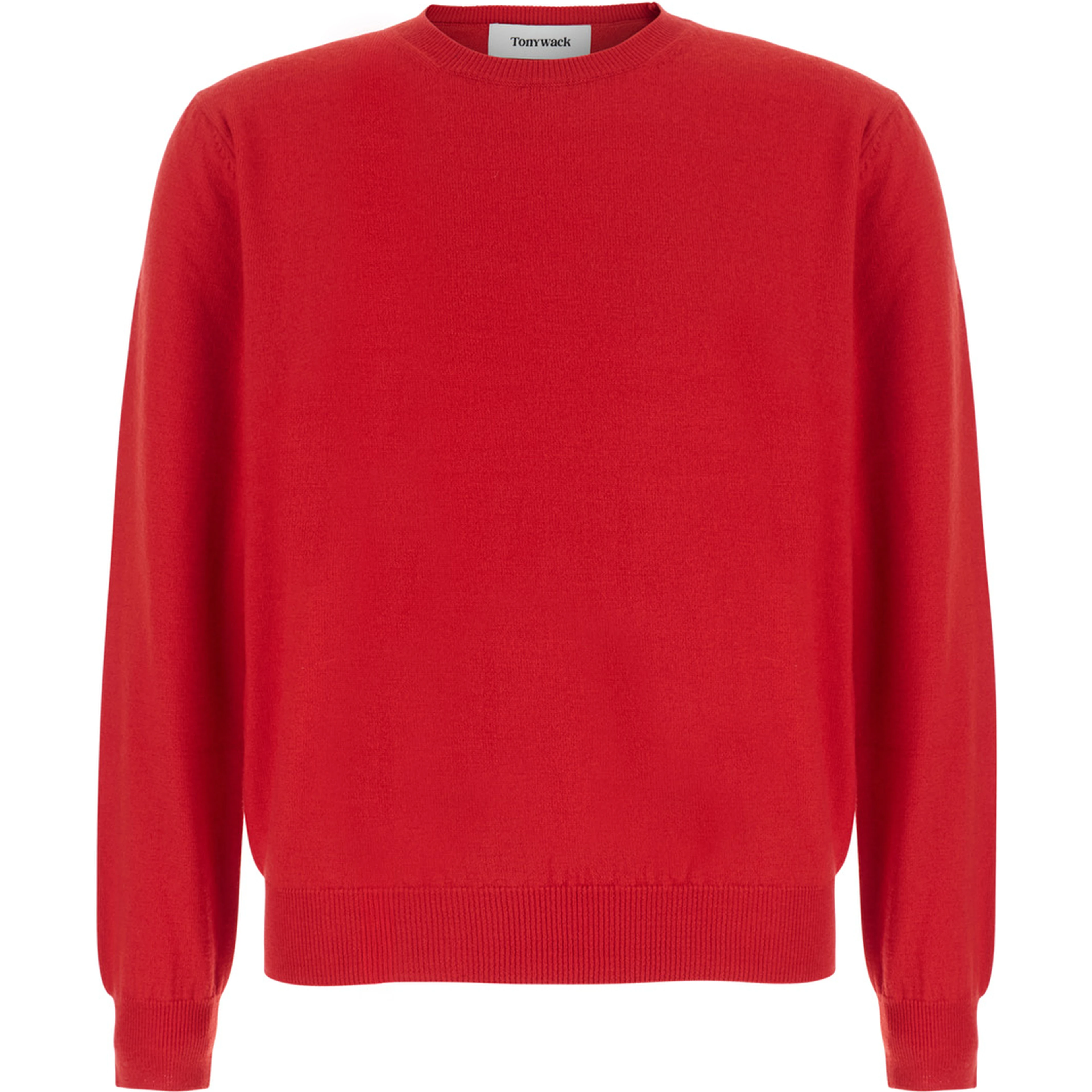 WOOL AND CASHMERE CREW-NECK KNIT with round neck and long sleeves in Wool and Cashmere color Red unisex