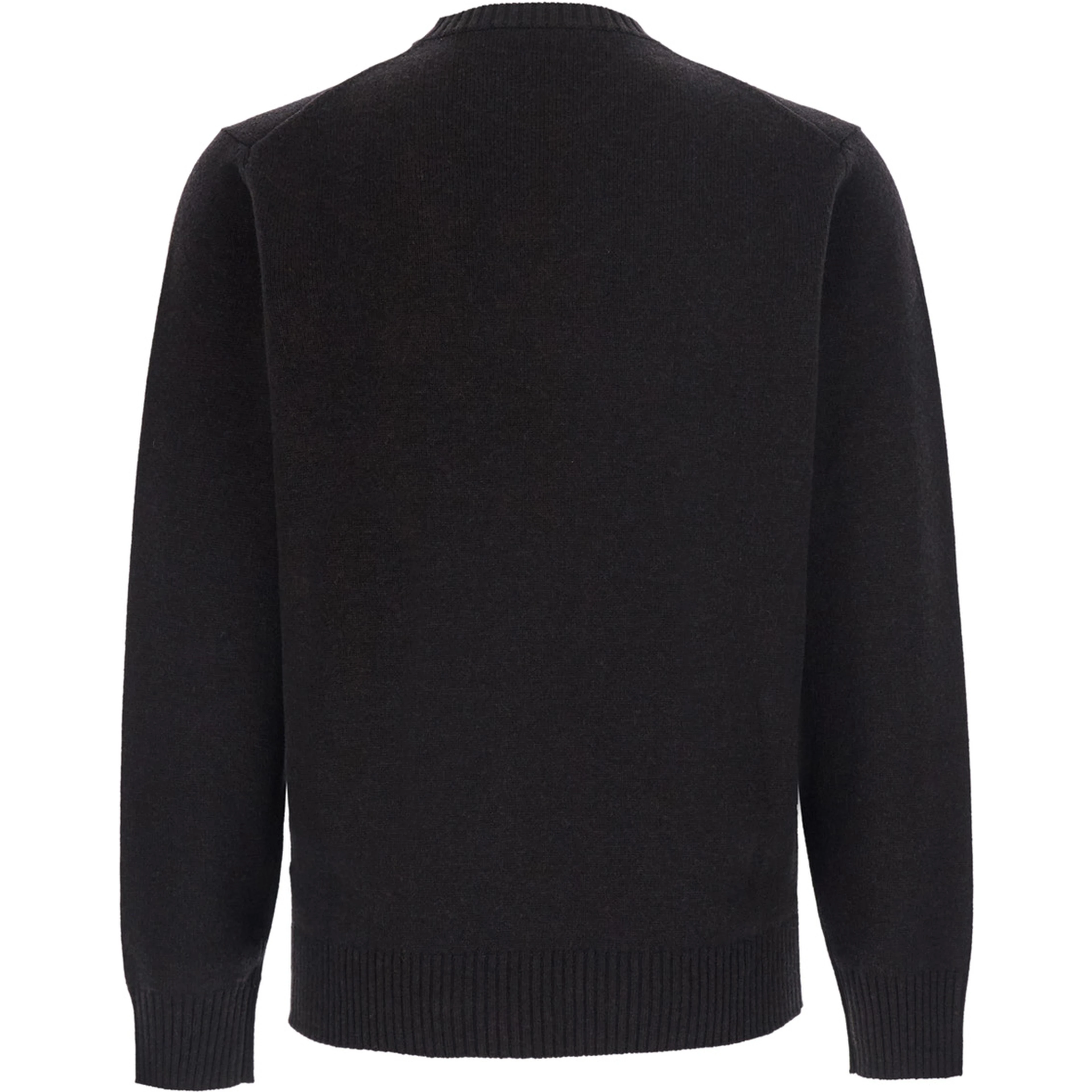 Brown Crewneck sweater with ribbed finishes in Blend wool and cashmere for men