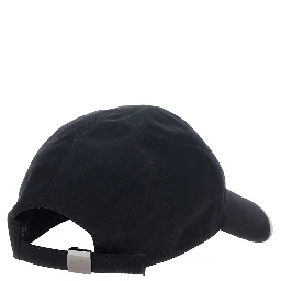 Black Baseball Hat with GG Motif Detail on the Edge in Cotton for Men