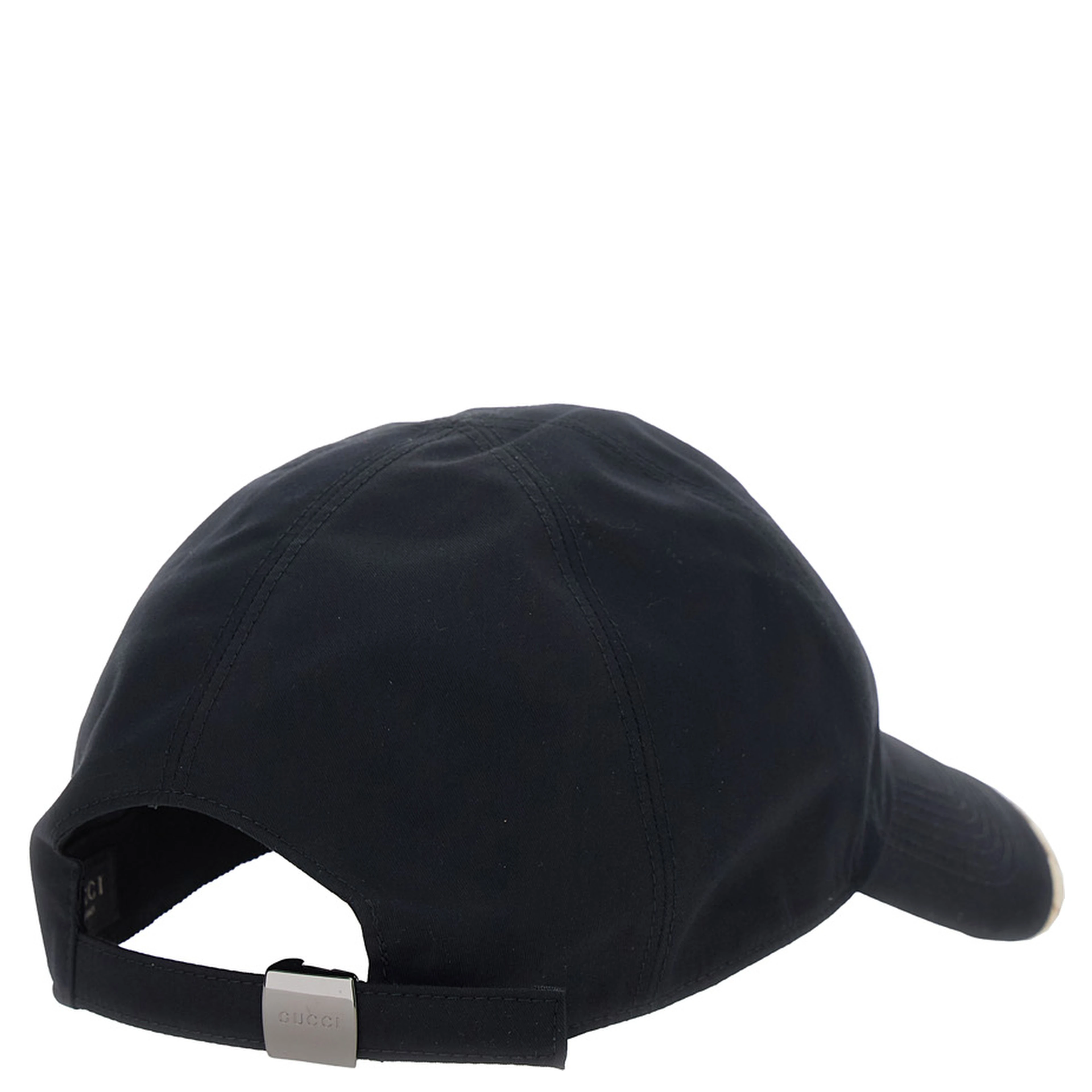 Black Baseball Hat with GG Motif Detail on the Edge in Cotton for Men