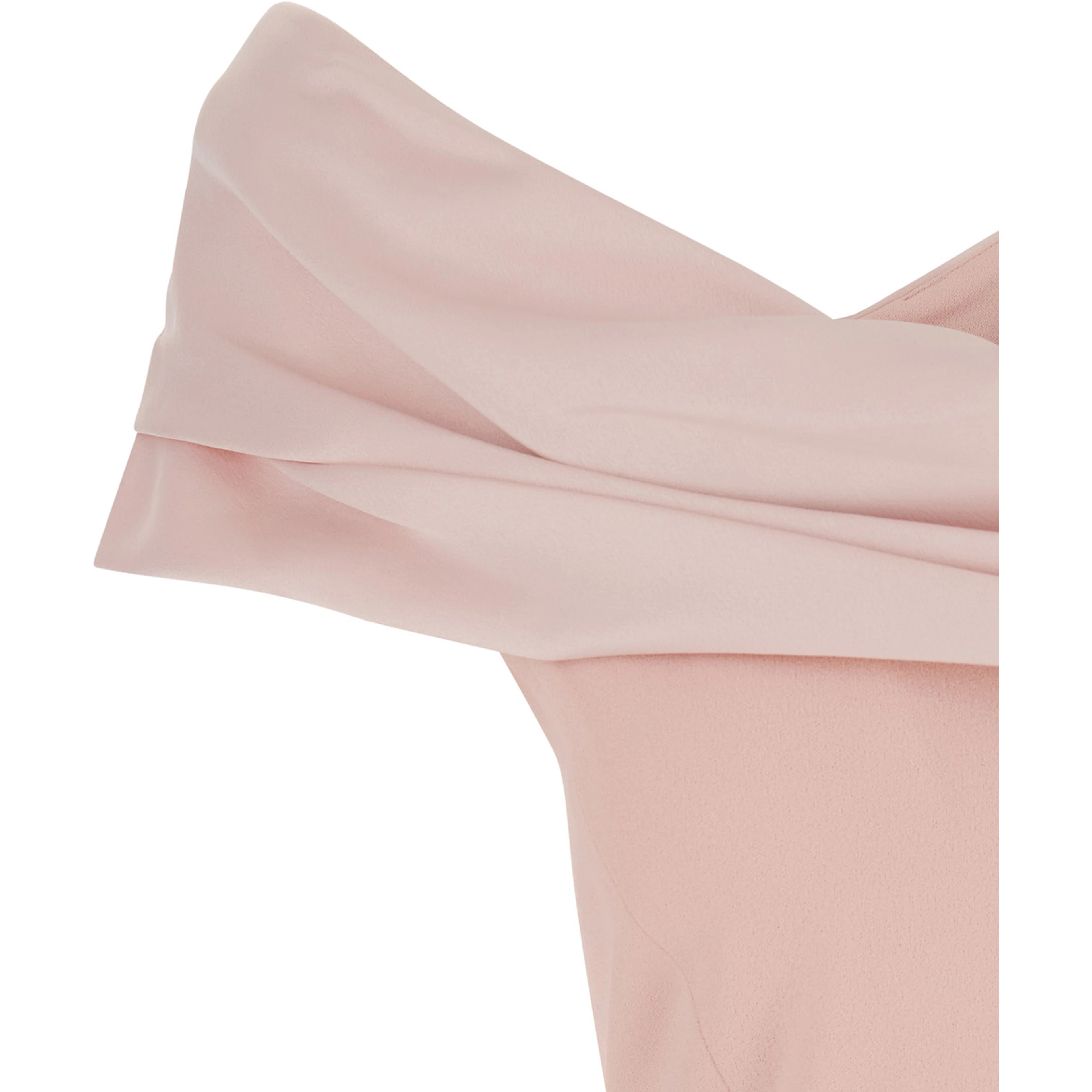 Adele Pink long dress with Off-shoulder design and Draped Neckline in Tech Fabric for women