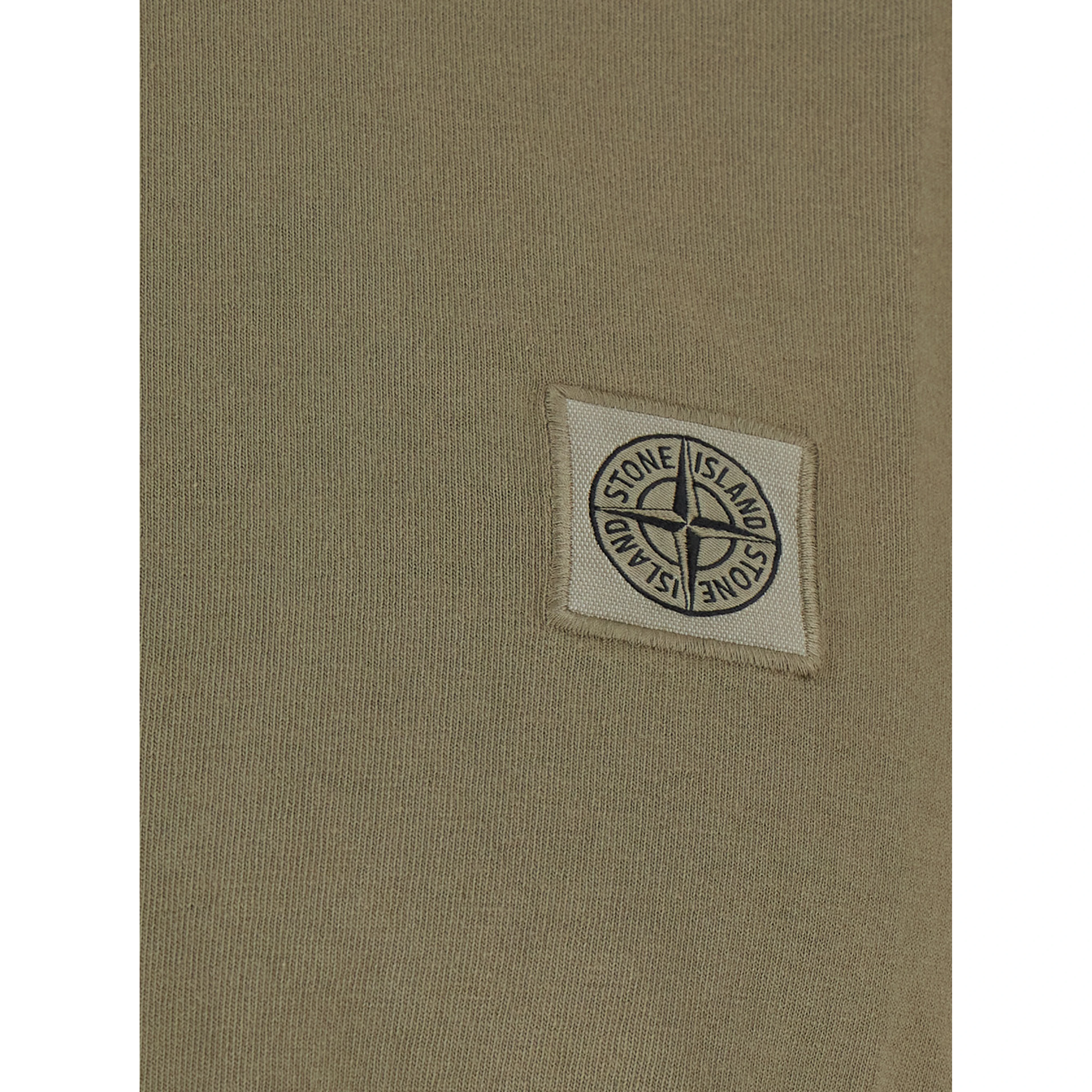 Green Crew neck T-shirt with logo patch on the front in cotton for men