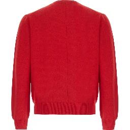 WOOL AND CASHMERE CREW-NECK KNIT with round neck and long sleeves in Wool and Cashmere color Red unisex