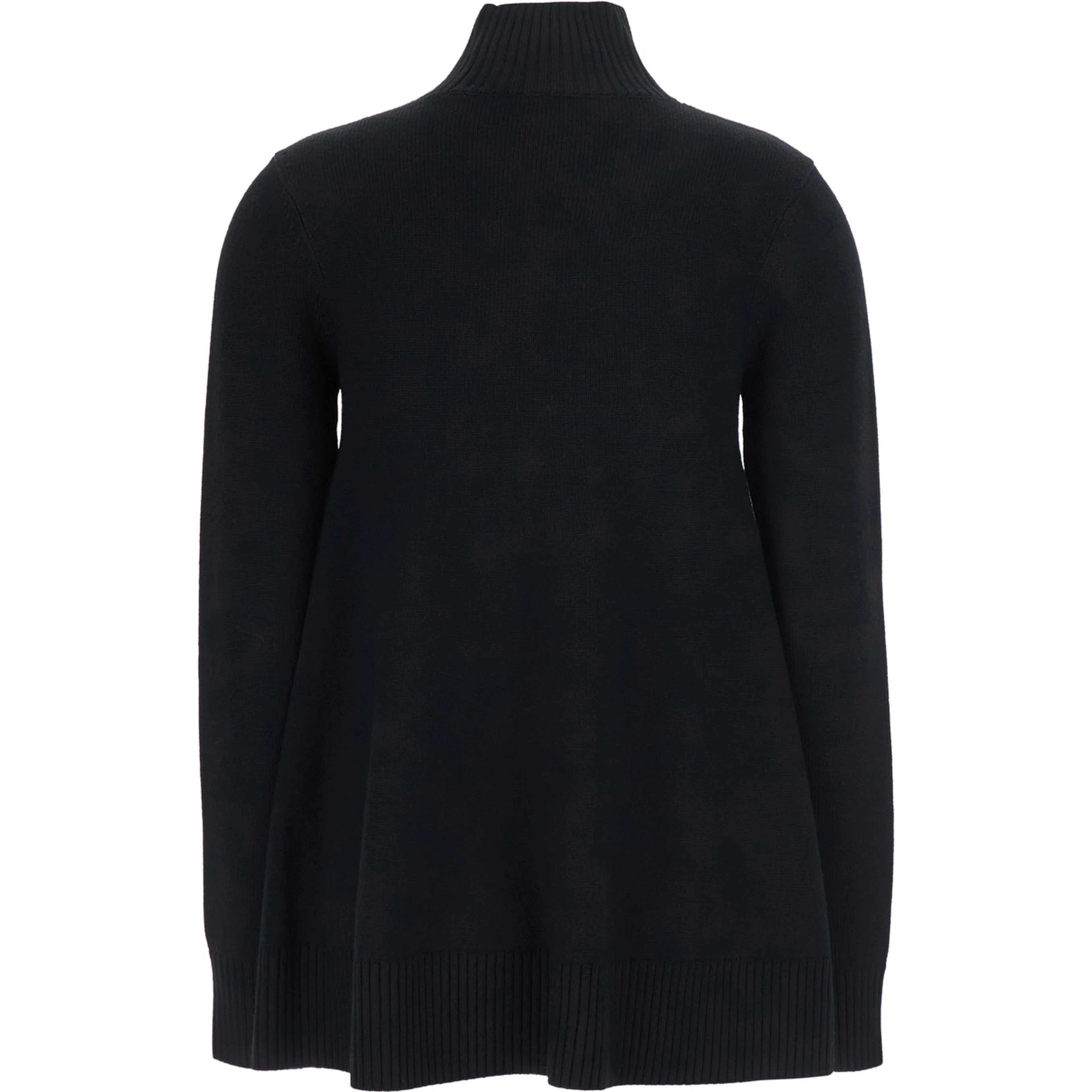 Wool turtleneck top with high collar and long sleeves in Black women