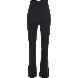 High-Waisted Boot Pants with Wide Leg in Black Tech Fabric for Women