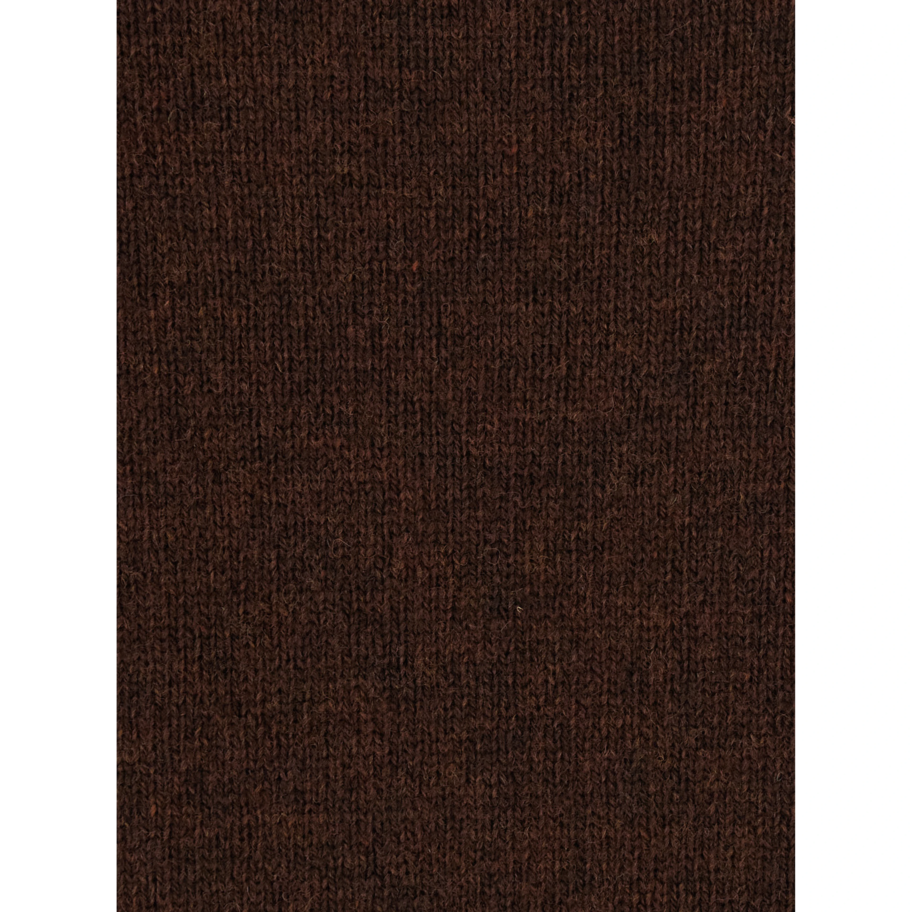 Brown crew neck sweater with ribbed trims in wool for men