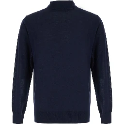 Blue Turtleneck Sweater in Wool for Men