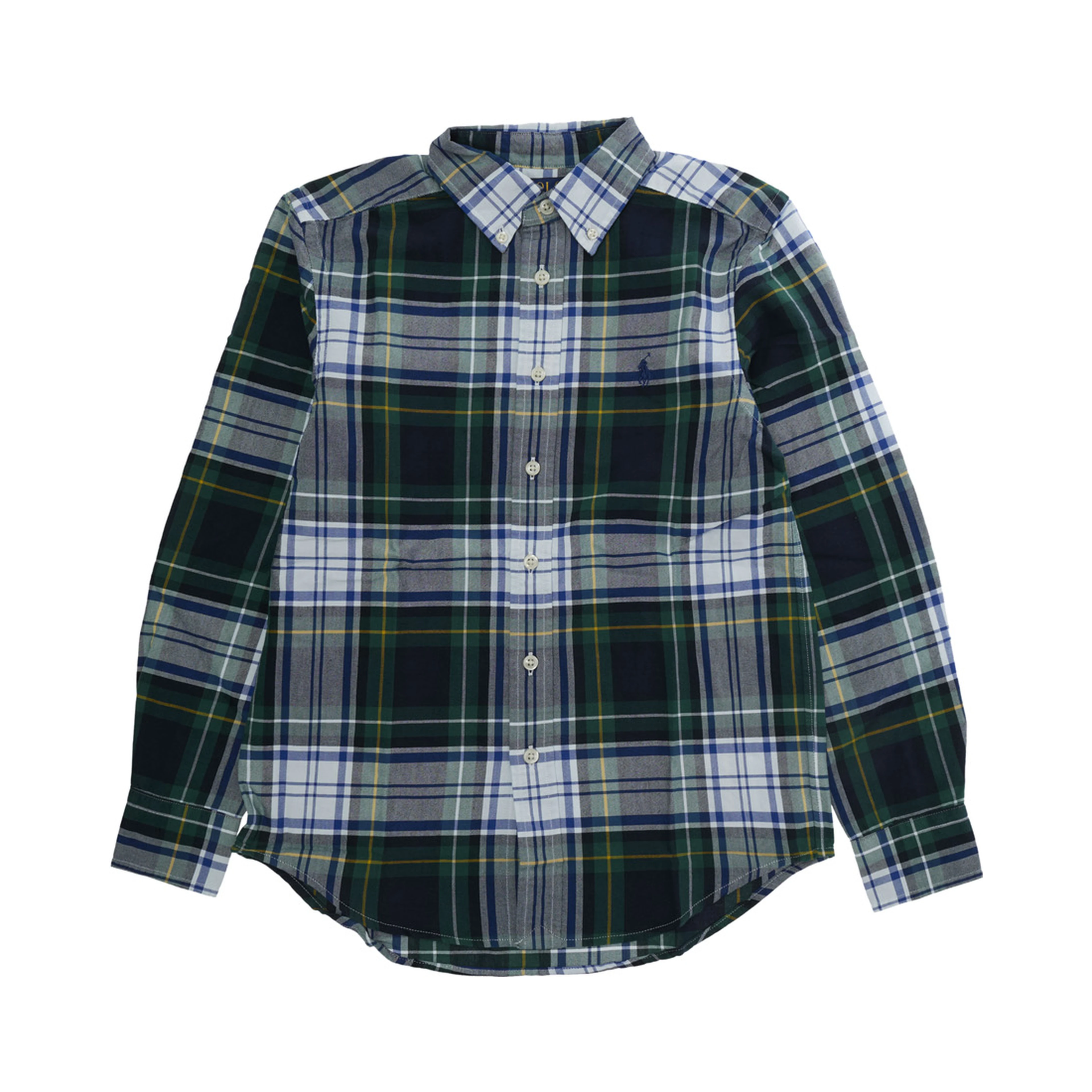 green Shirt with Pony logo on the front and all-over striped Motif in cotton Boy