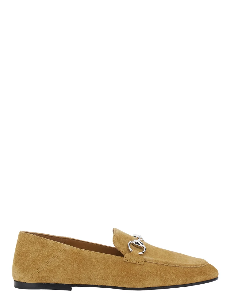 Pierre Beige loafers with Horsebit plaque on the front in suede for women