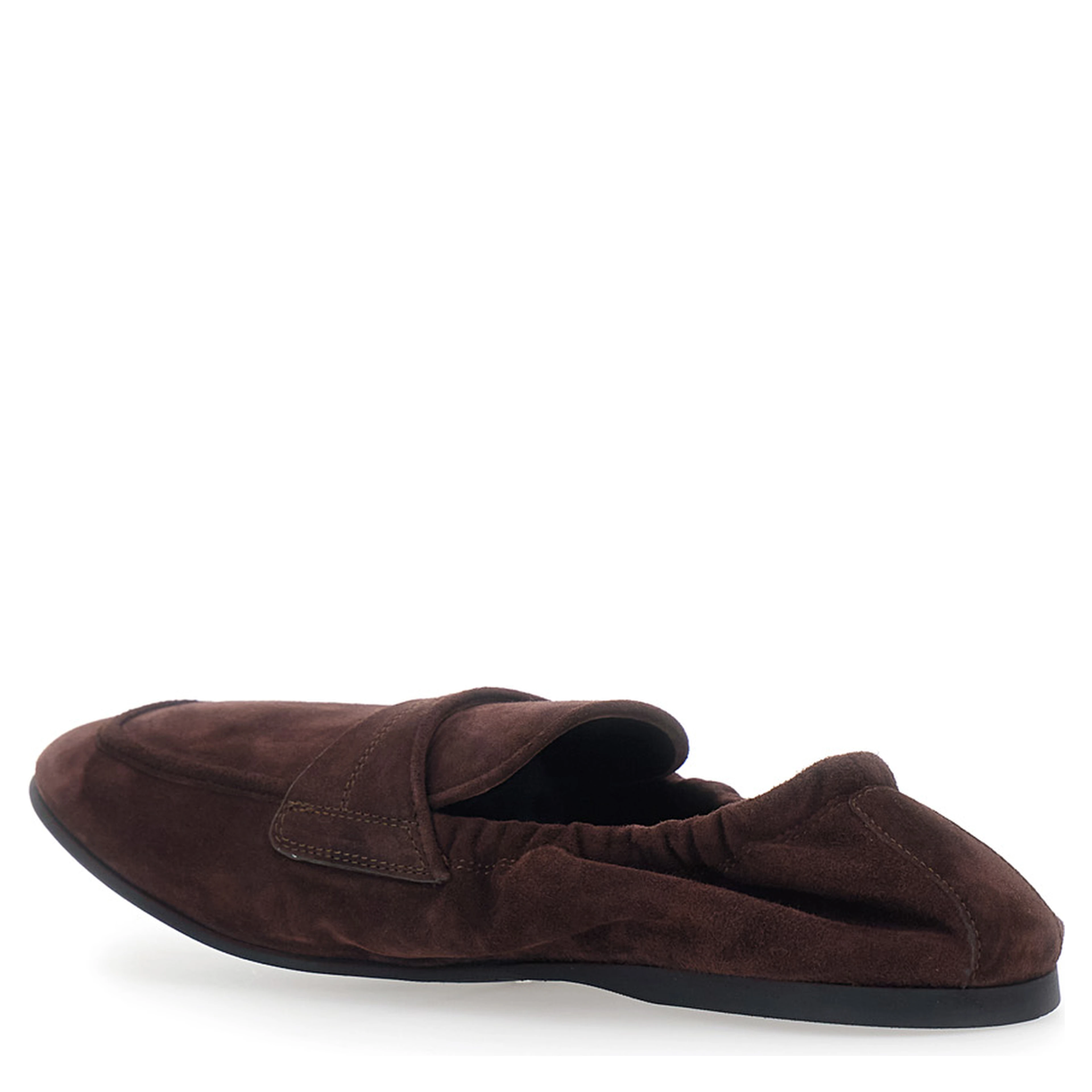 Ariosto Brown Loafers with Elasticized Design and Logo Plate on the Front in Suede for Men