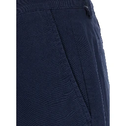 Blue Shorts with Belt Loops and Pony Embroidery on the Side in Stretch Cotton for Men