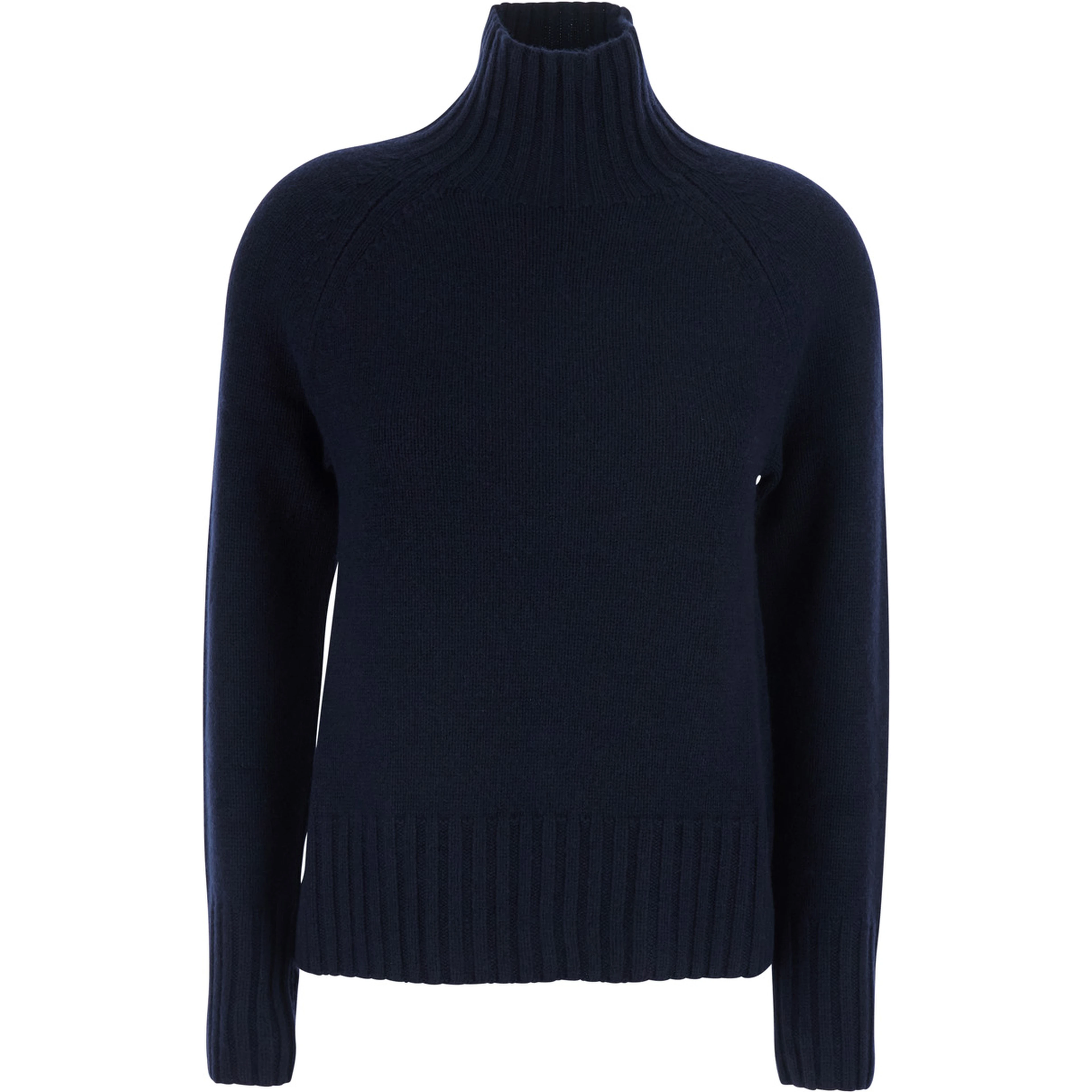 MANTOVA blue Sweater with high collar and long sleeves in wool and cashmere for women