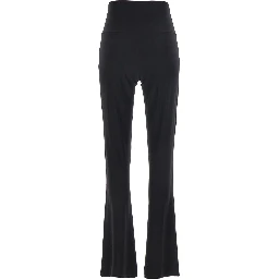 High-Waisted Boot Pants with Wide Leg in Black Tech Fabric for Women