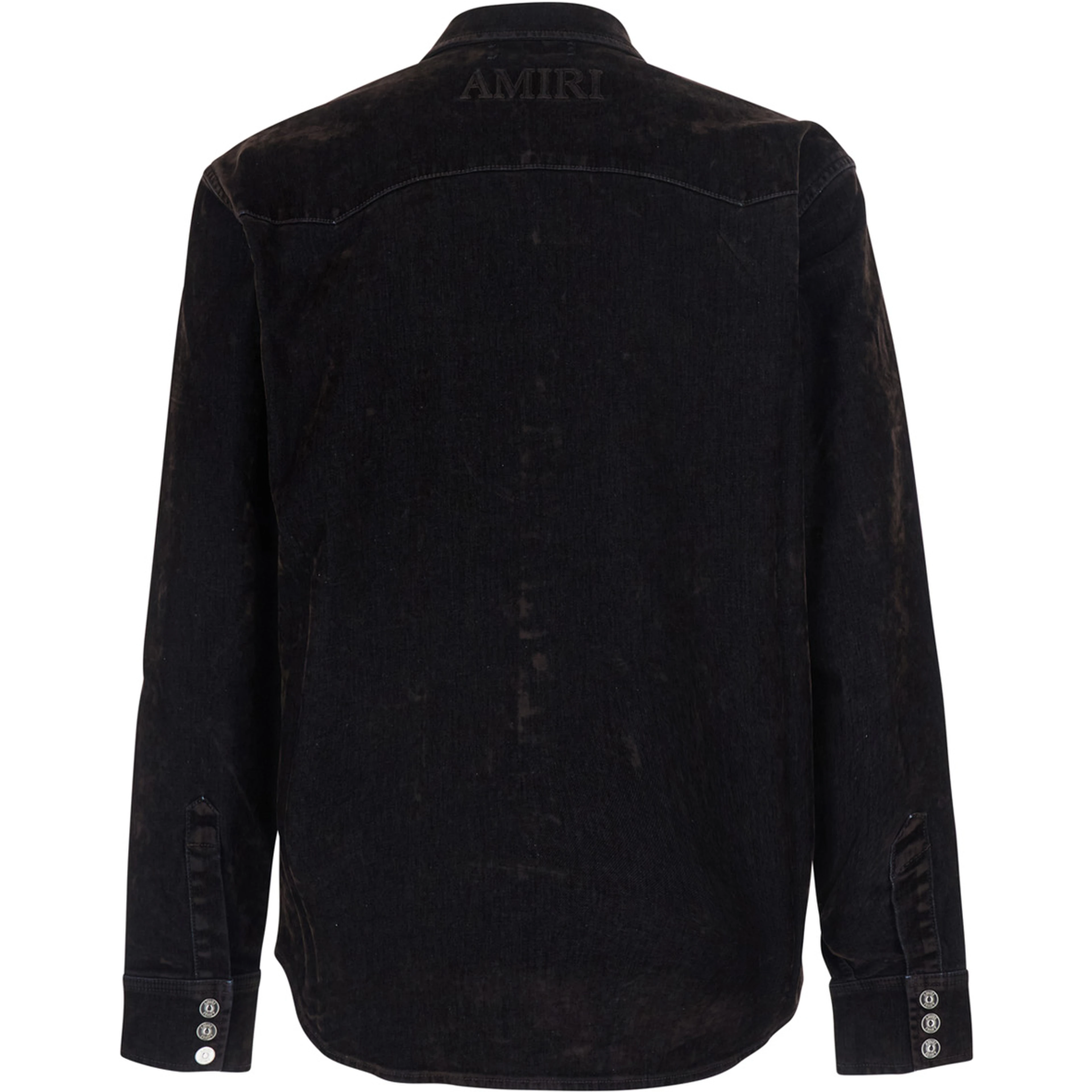 Brown Shirt with classic collar and two patch pockets on the front in denim for men