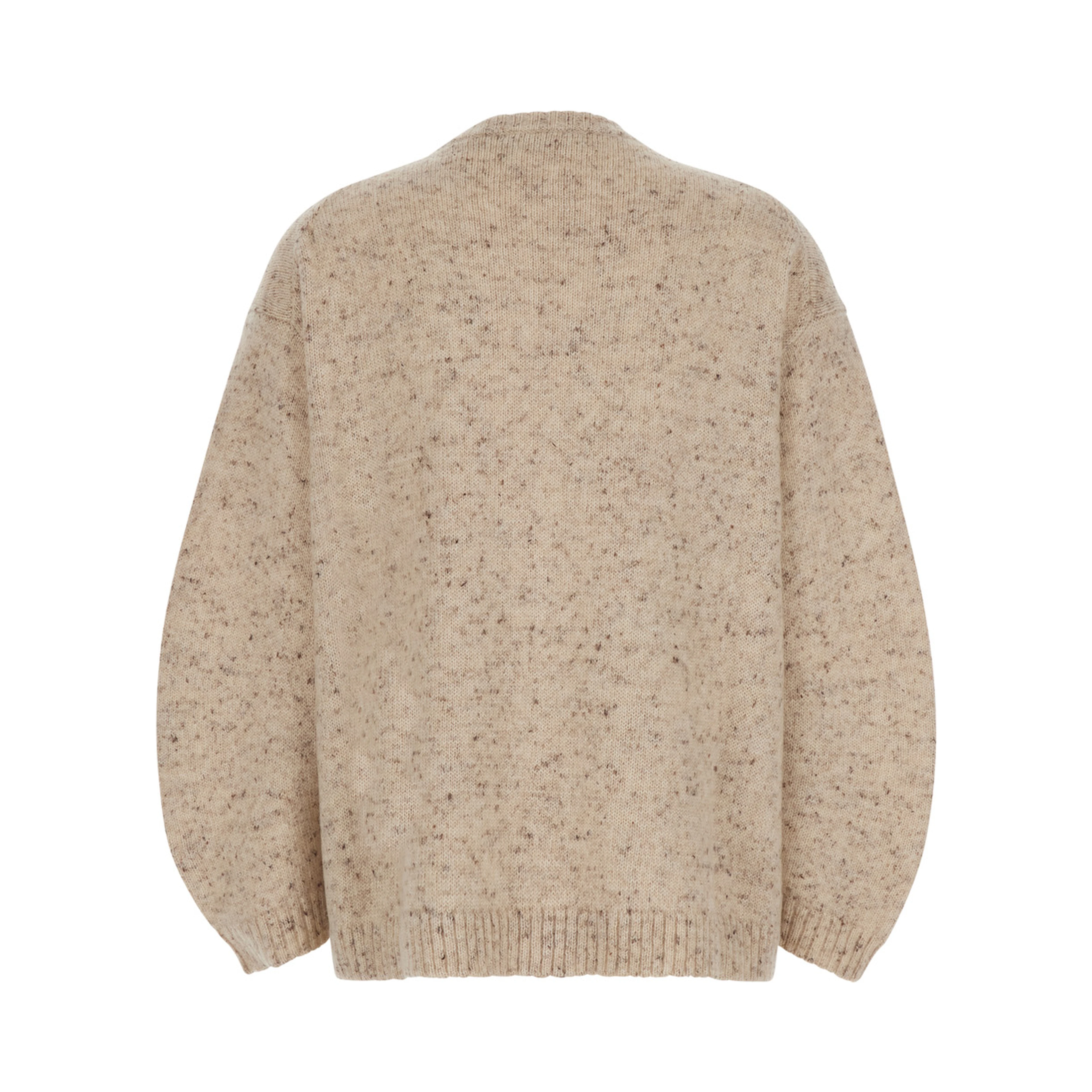 beige Sweater with round neck and all-over polka dot motif in wool blend women