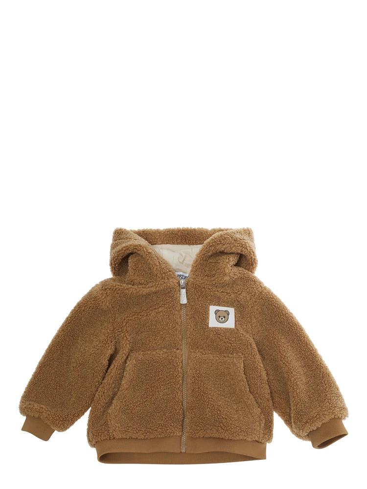 Hooded Jacket in Brown Tech Fabric for Boy
