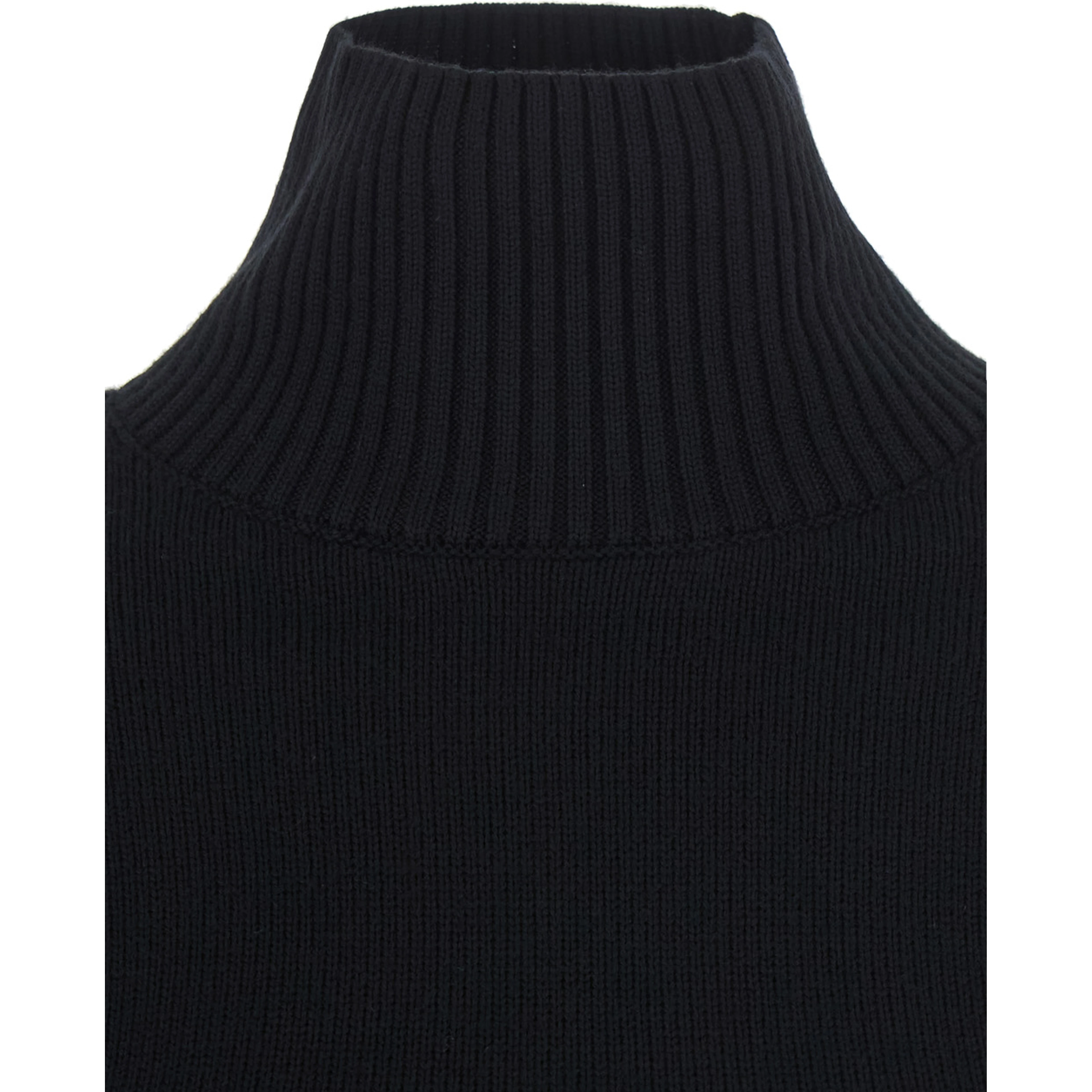 Wool turtleneck top with high collar and long sleeves in Black women