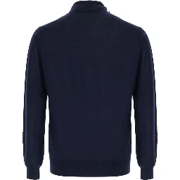 Blue Turtleneck Sweater in Wool for Men