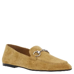 Pierre Beige loafers with Horsebit plaque on the front in suede for women