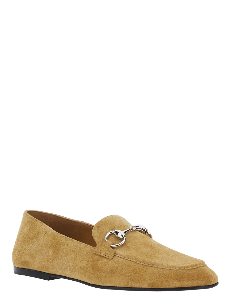 Pierre Beige loafers with Horsebit plaque on the front in suede for women alternative