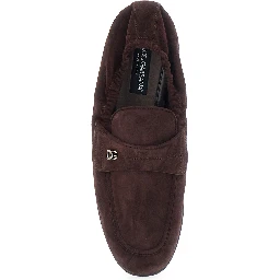 Ariosto Brown Loafers with Elasticized Design and Logo Plate on the Front in Suede for Men