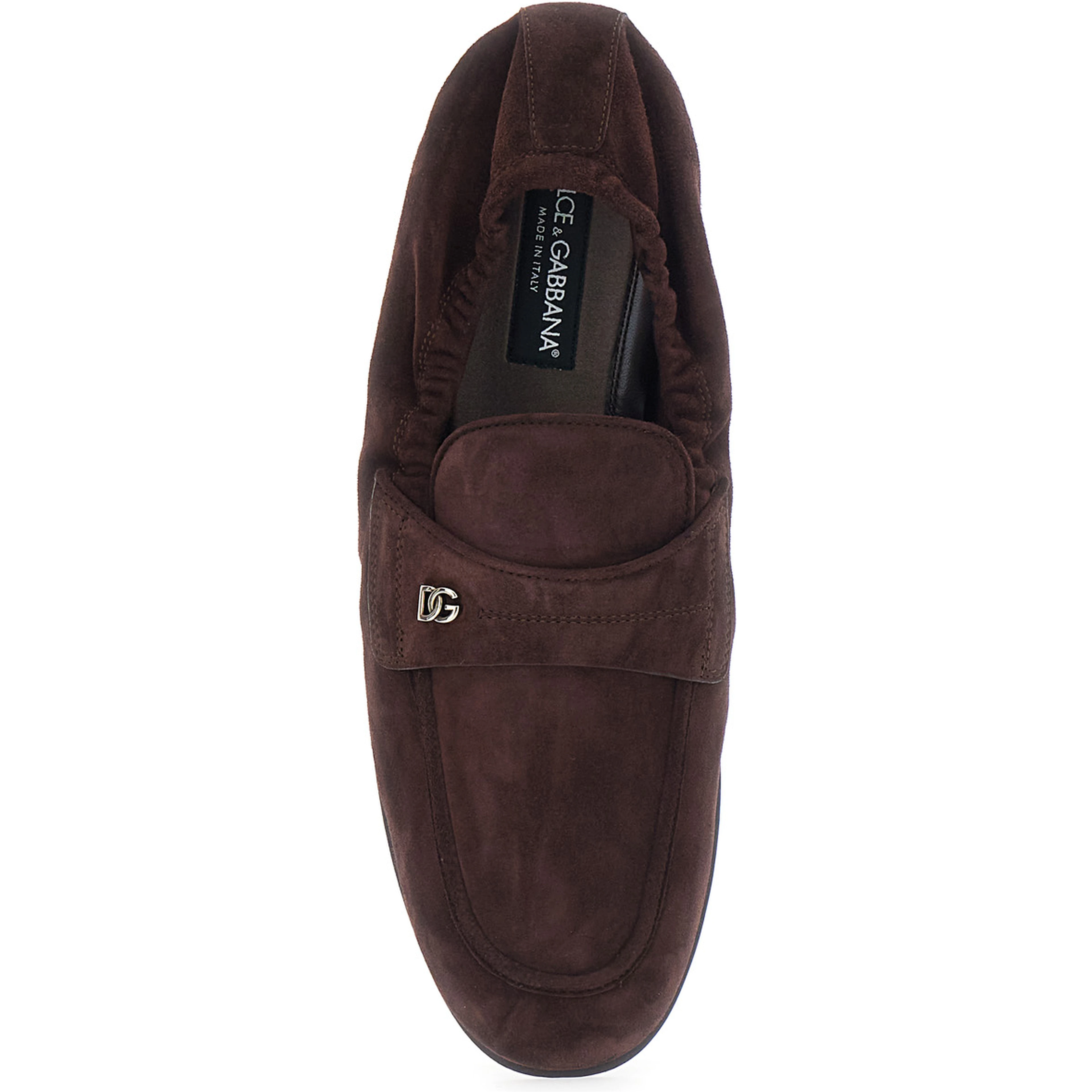 Ariosto Brown Loafers with Elasticized Design and Logo Plate on the Front in Suede for Men