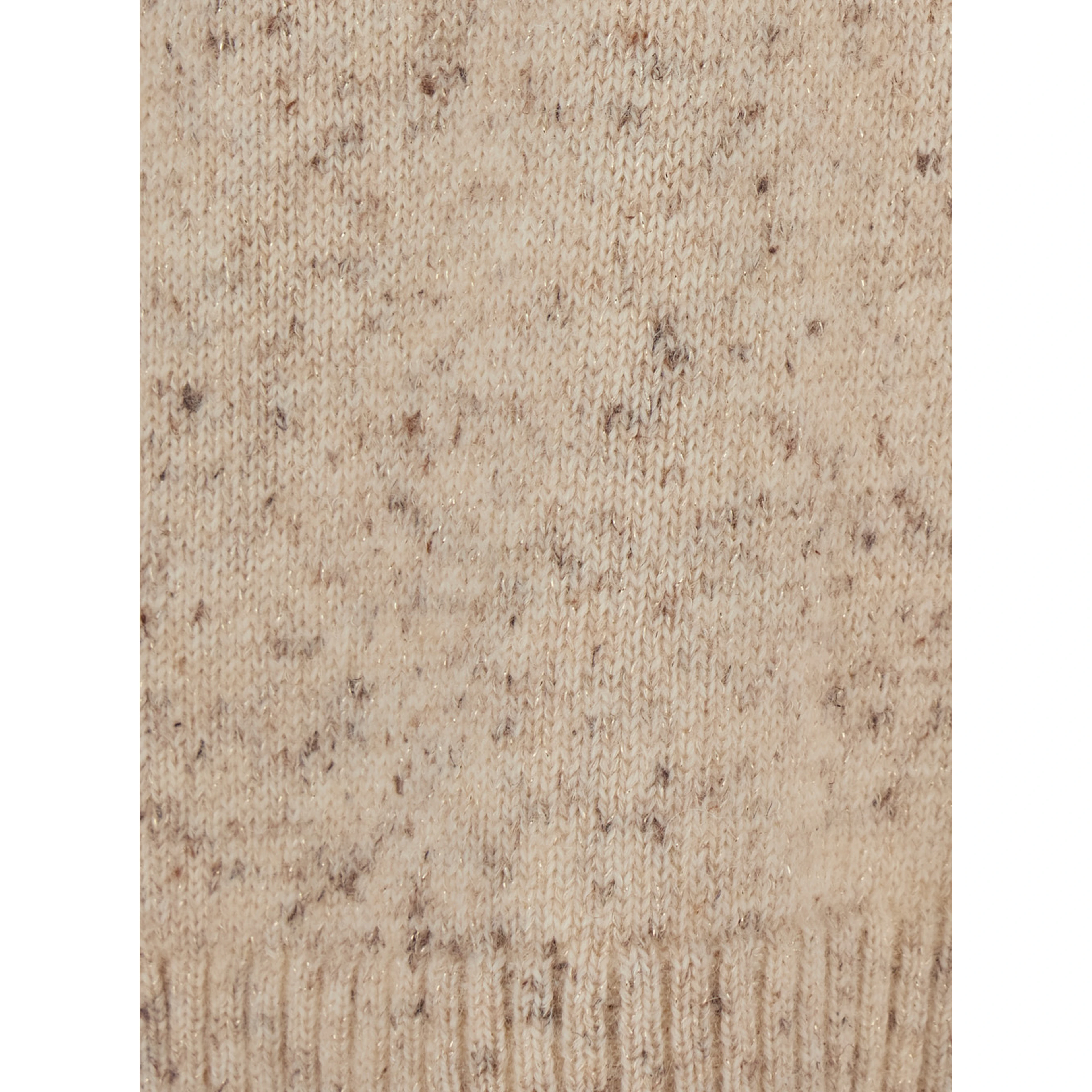 beige Sweater with round neck and all-over polka dot motif in wool blend women