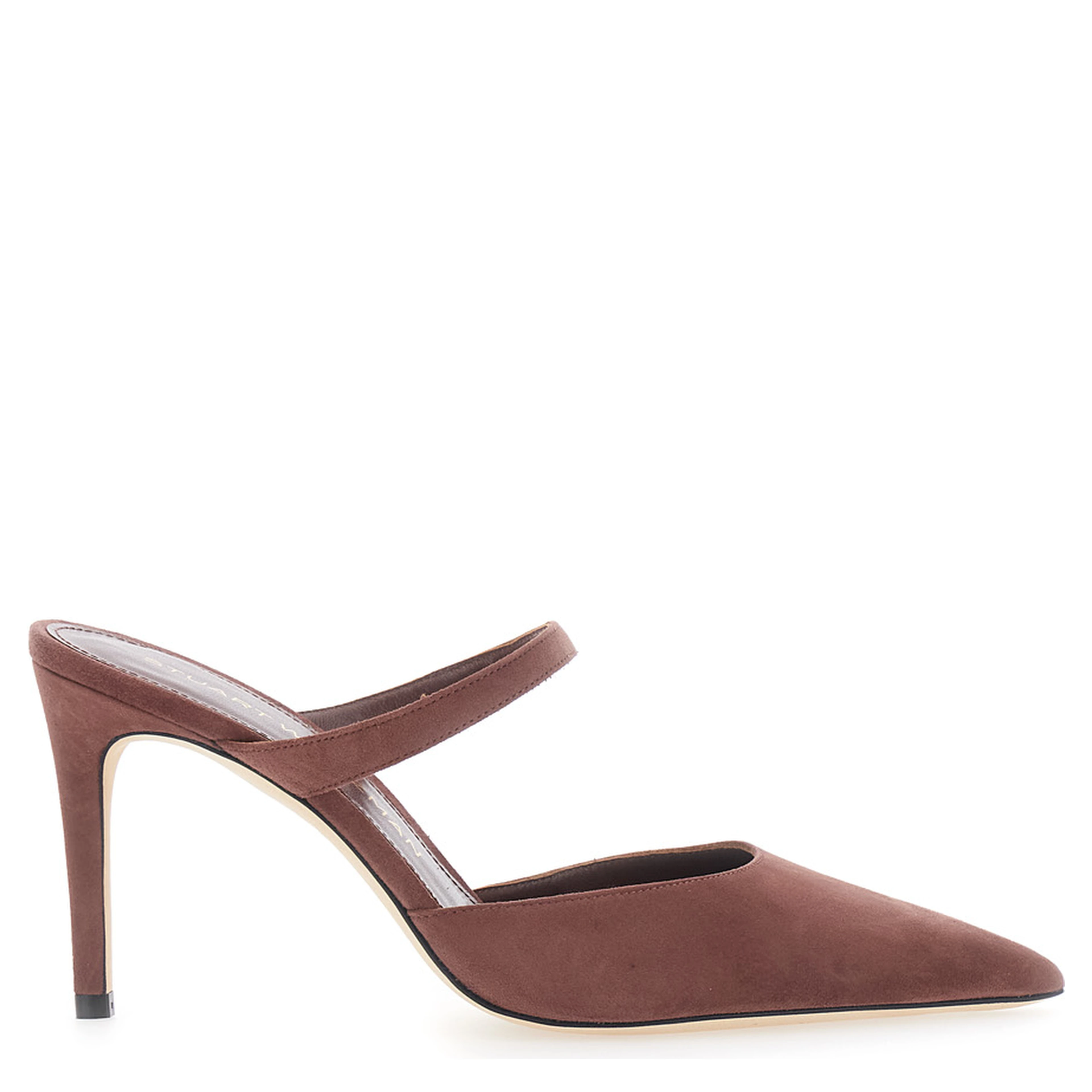 Pumps STUART with 85 mm heel in brown leather for women