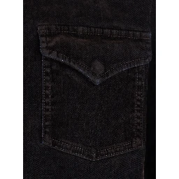 Brown Shirt with classic collar and two patch pockets on the front in denim for men