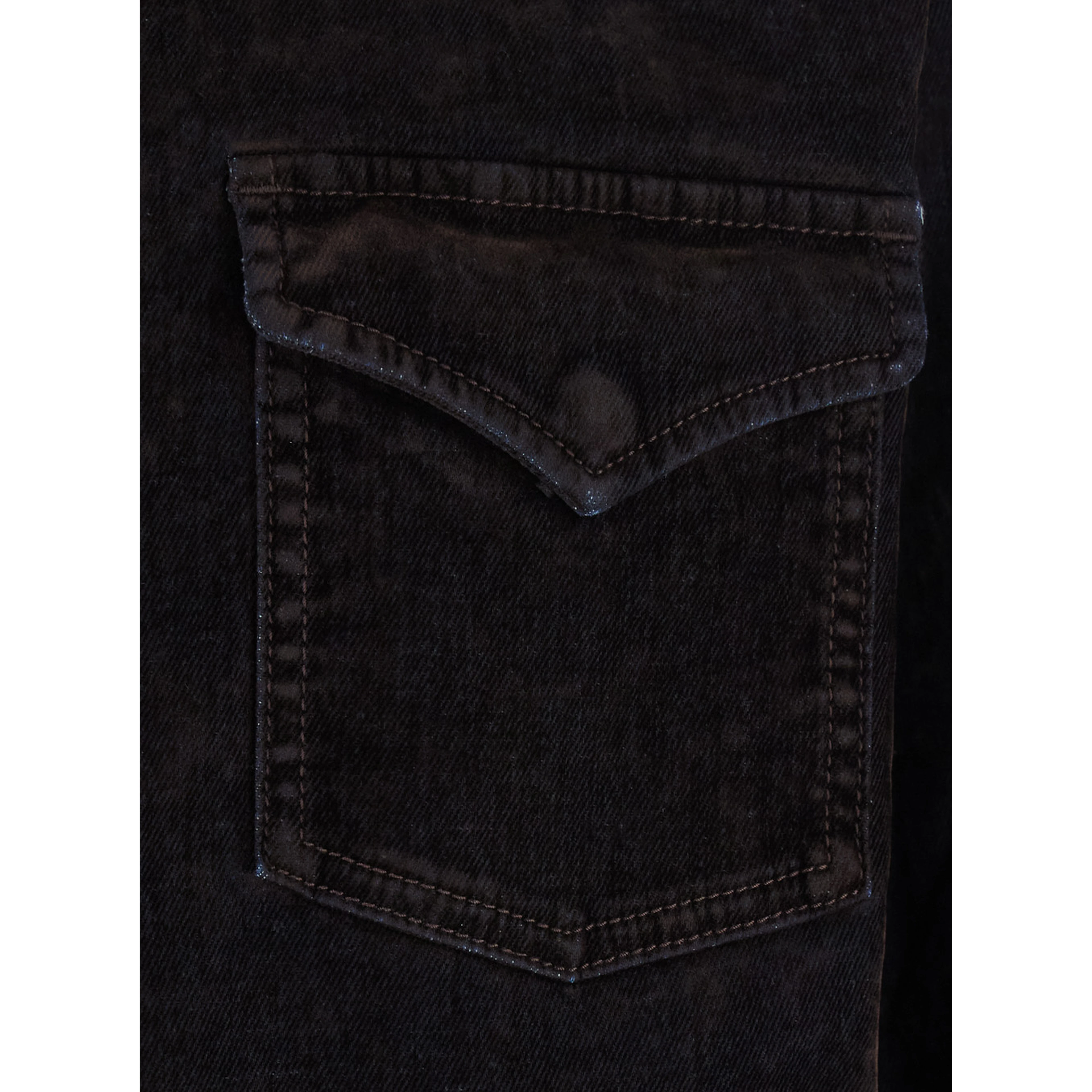 Brown Shirt with classic collar and two patch pockets on the front in denim for men
