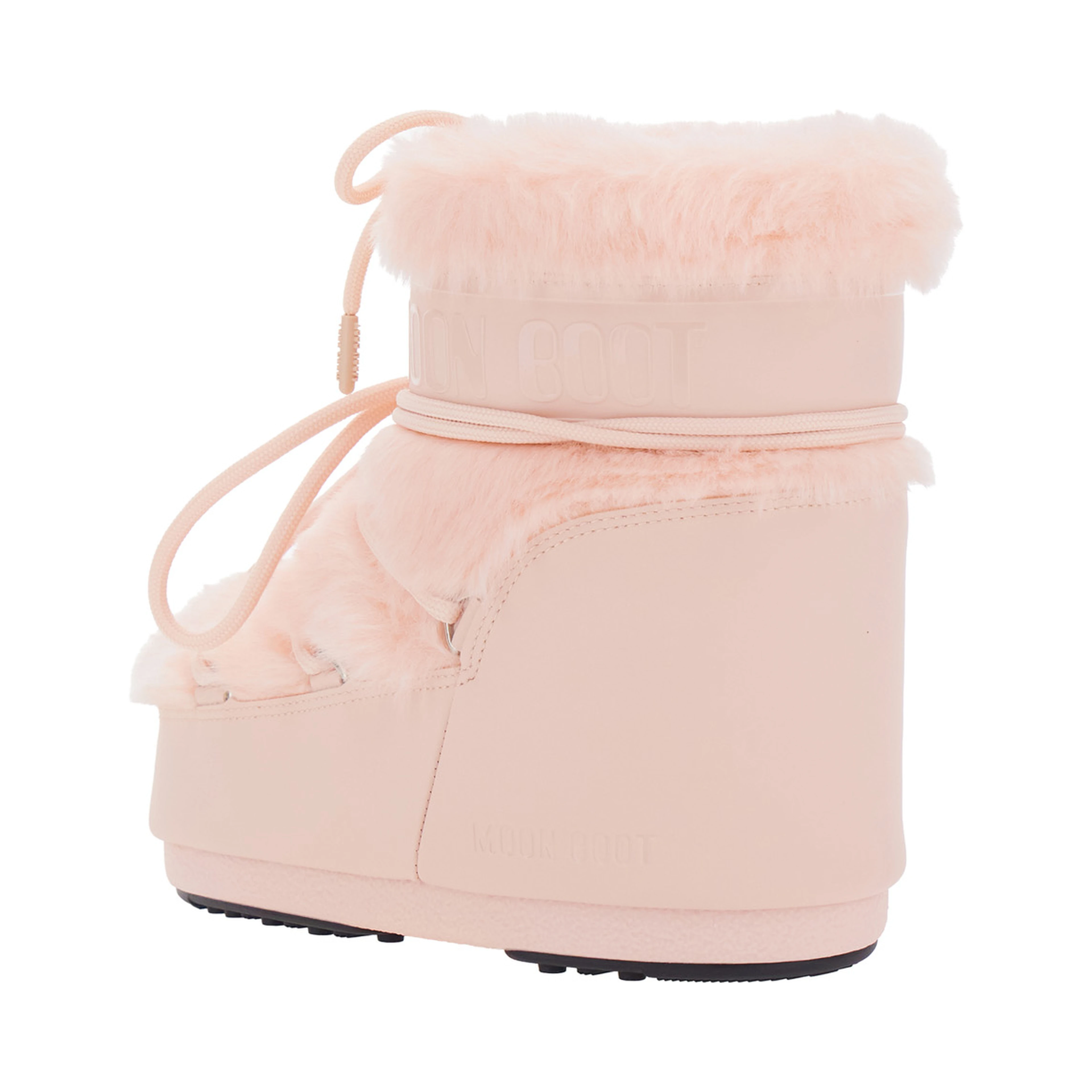 Pink ankle boots with logo lettering and lace-up closure in Tech Fabric and eco fur women