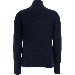 MANTOVA blue Sweater with high collar and long sleeves in wool and cashmere for women