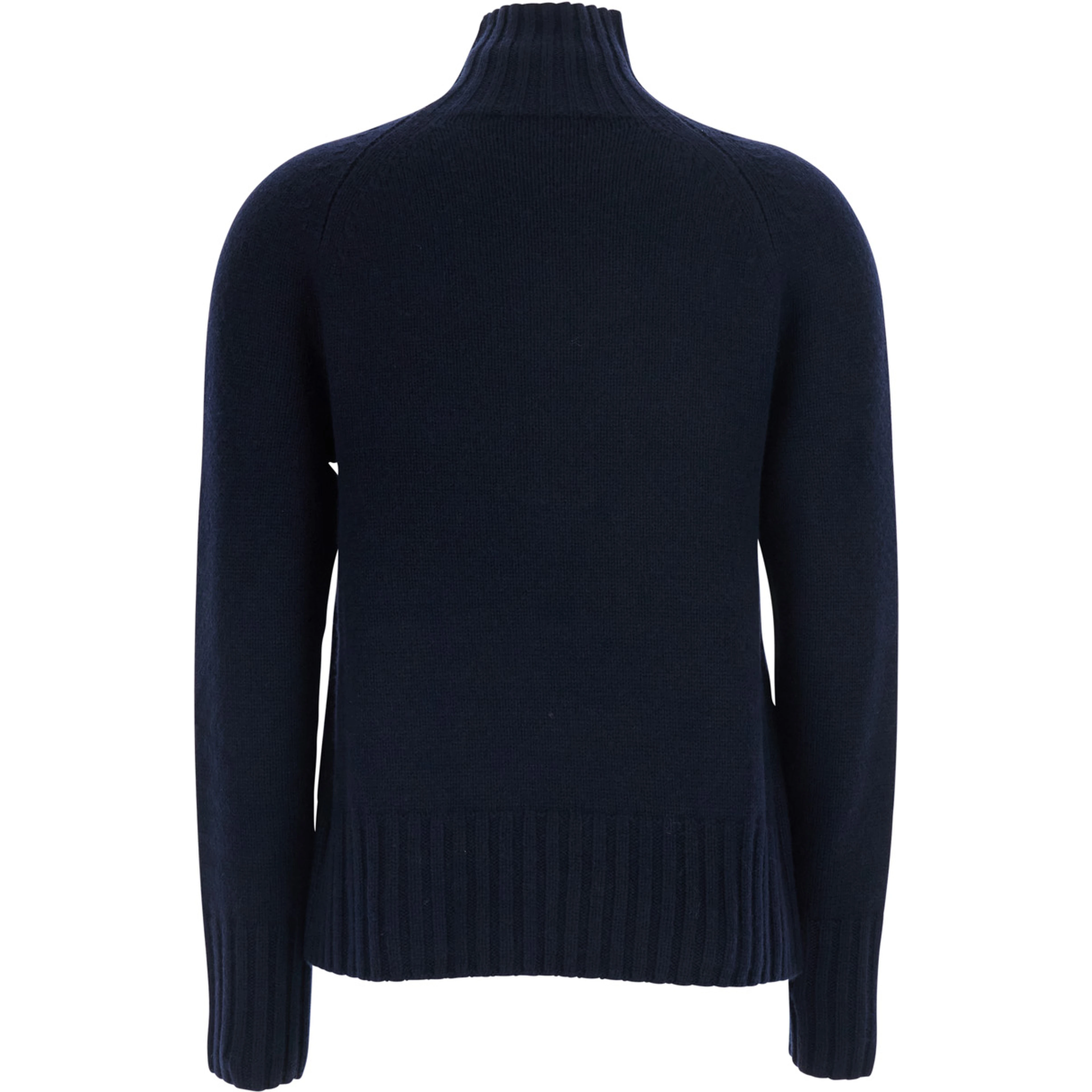 MANTOVA blue Sweater with high collar and long sleeves in wool and cashmere for women