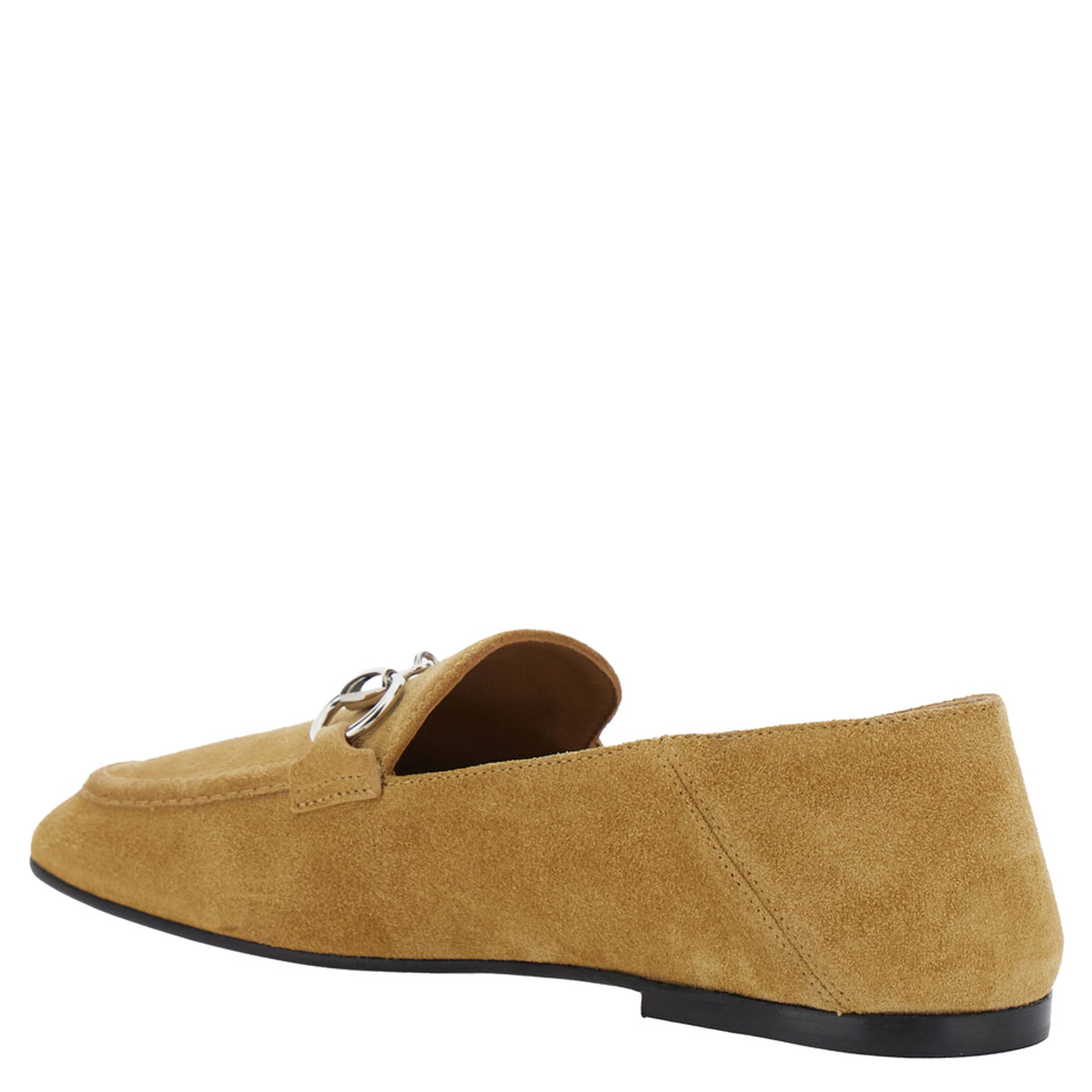 Pierre Beige loafers with Horsebit plaque on the front in suede for women