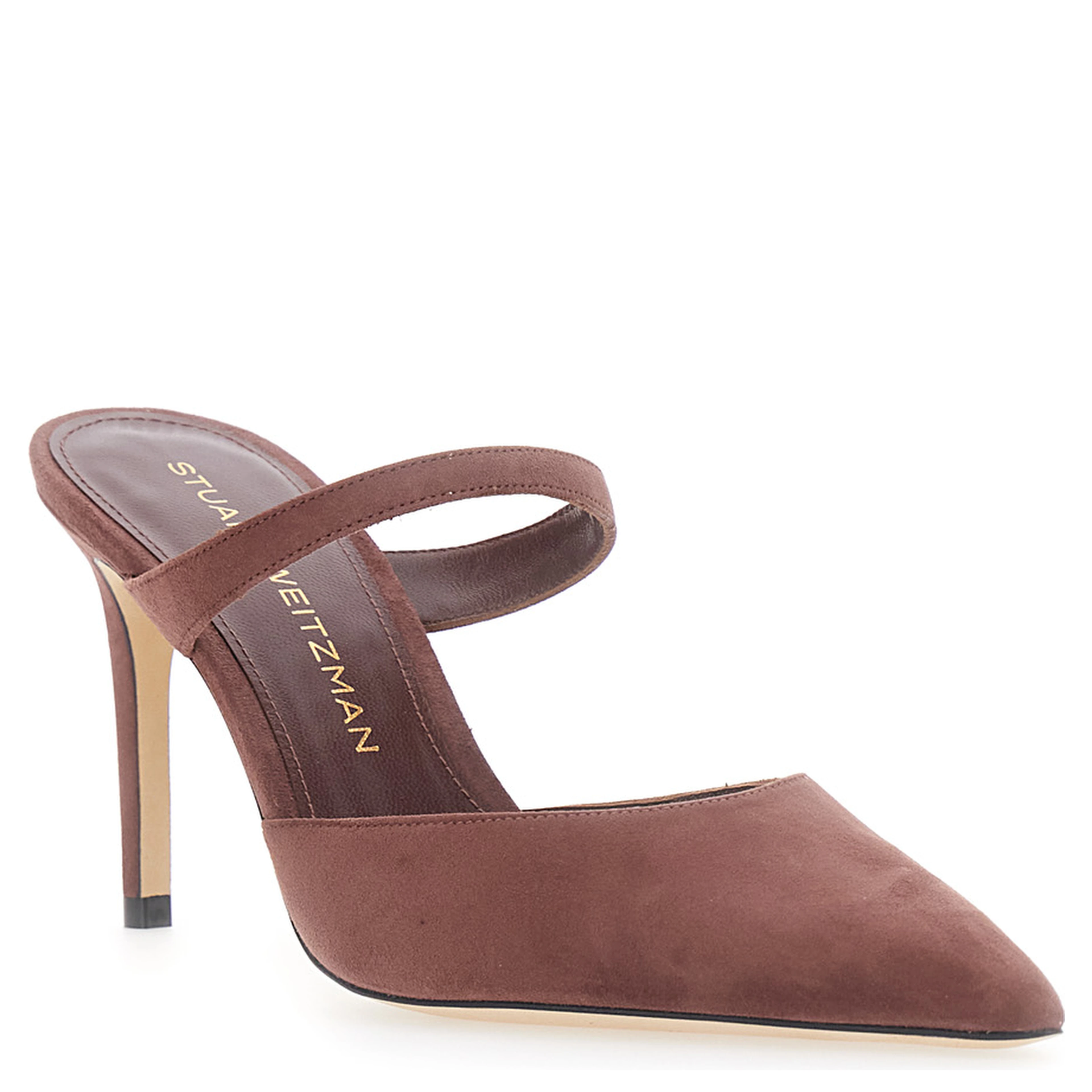 Pumps STUART with 85 mm heel in brown leather for women