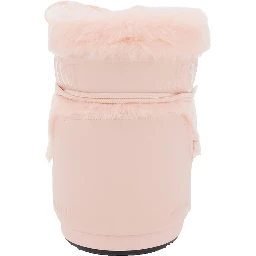 Pink ankle boots with logo lettering and lace-up closure in Tech Fabric and eco fur women