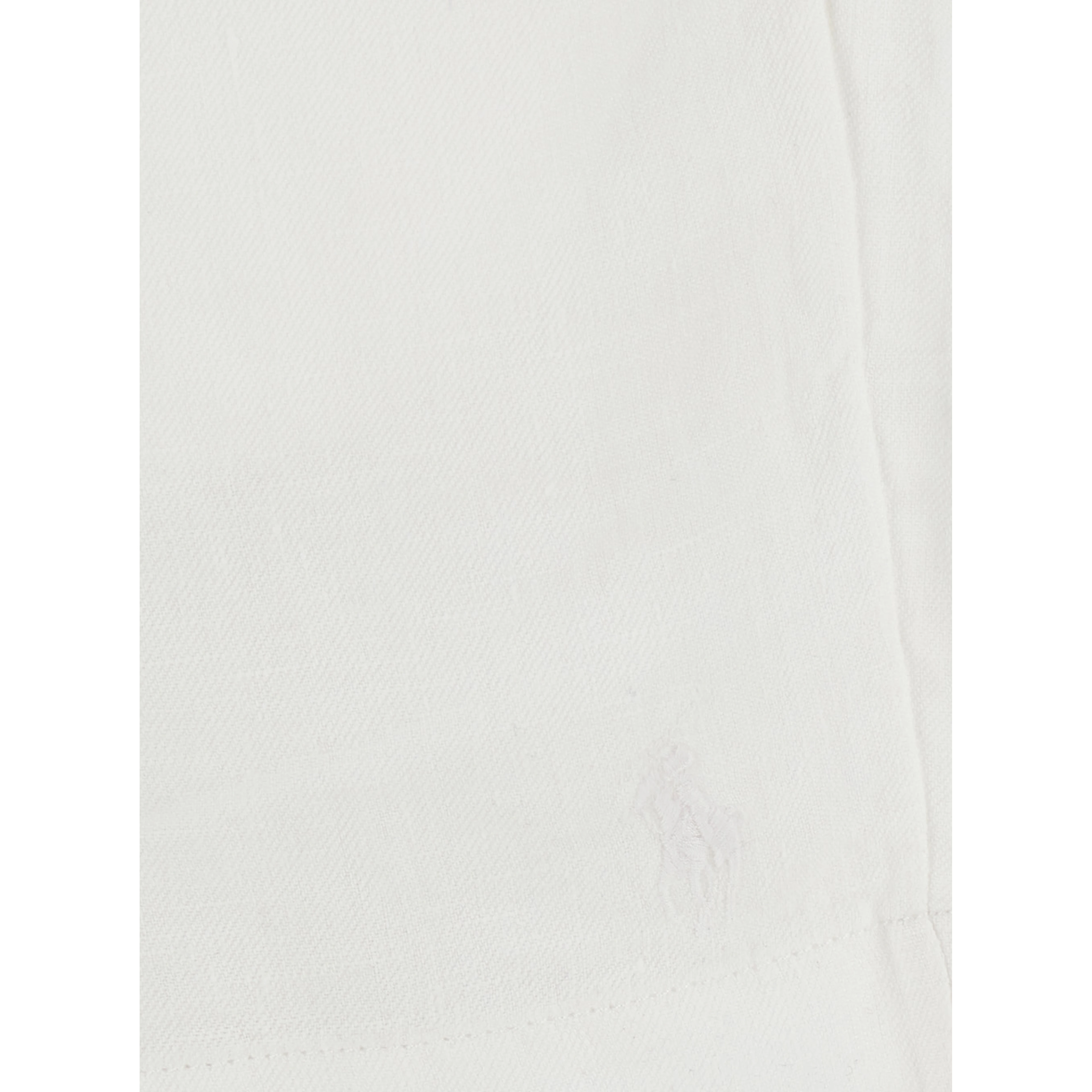 White bermuda shorts with elasticated waist and tone-on-tone Pony embroidery in linen for men