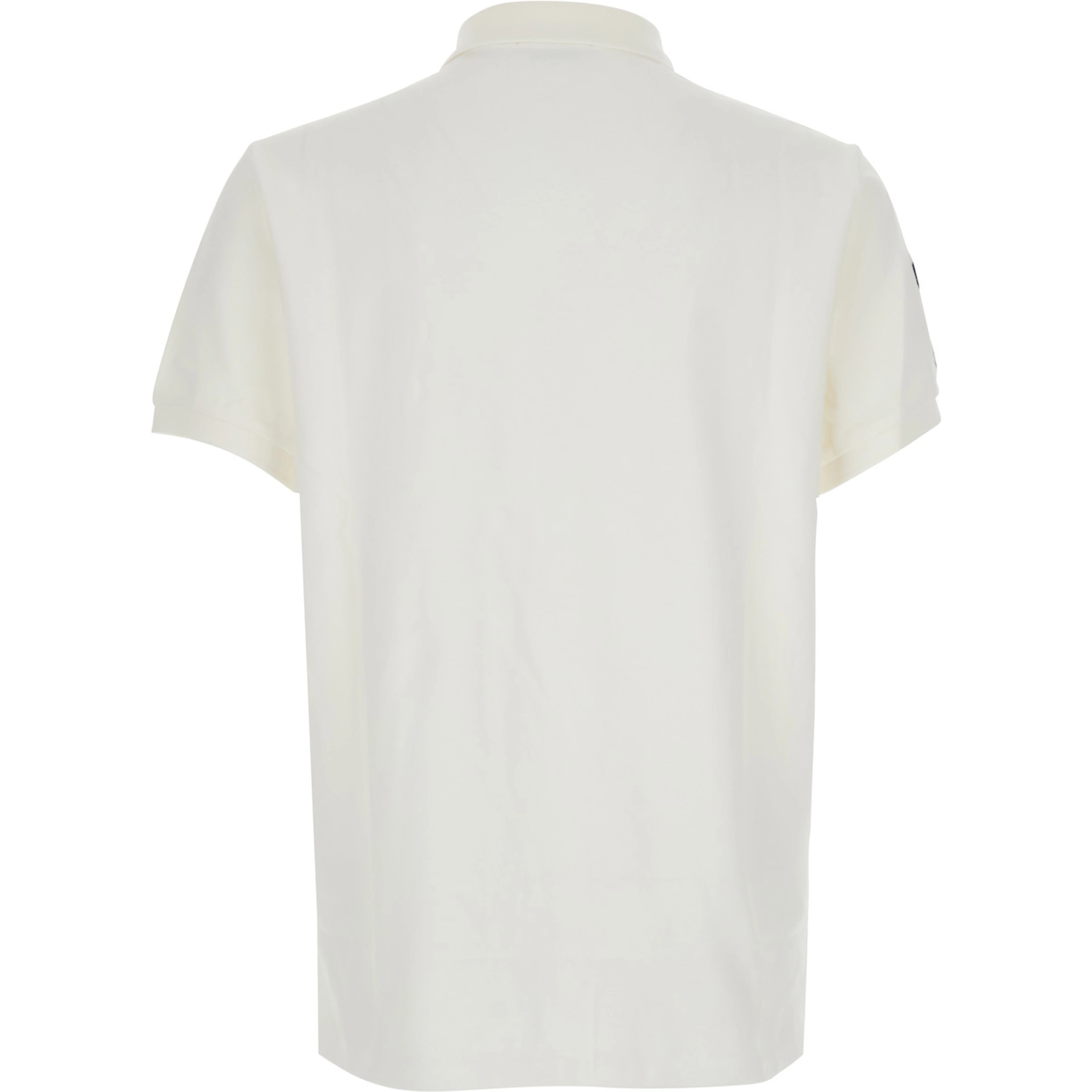 Custom Fit White polo shirt with Maxi Pony on the Front and Numeric Logo on the Sleeve in Cotton for Men