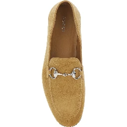 Pierre Beige loafers with Horsebit plaque on the front in suede for women
