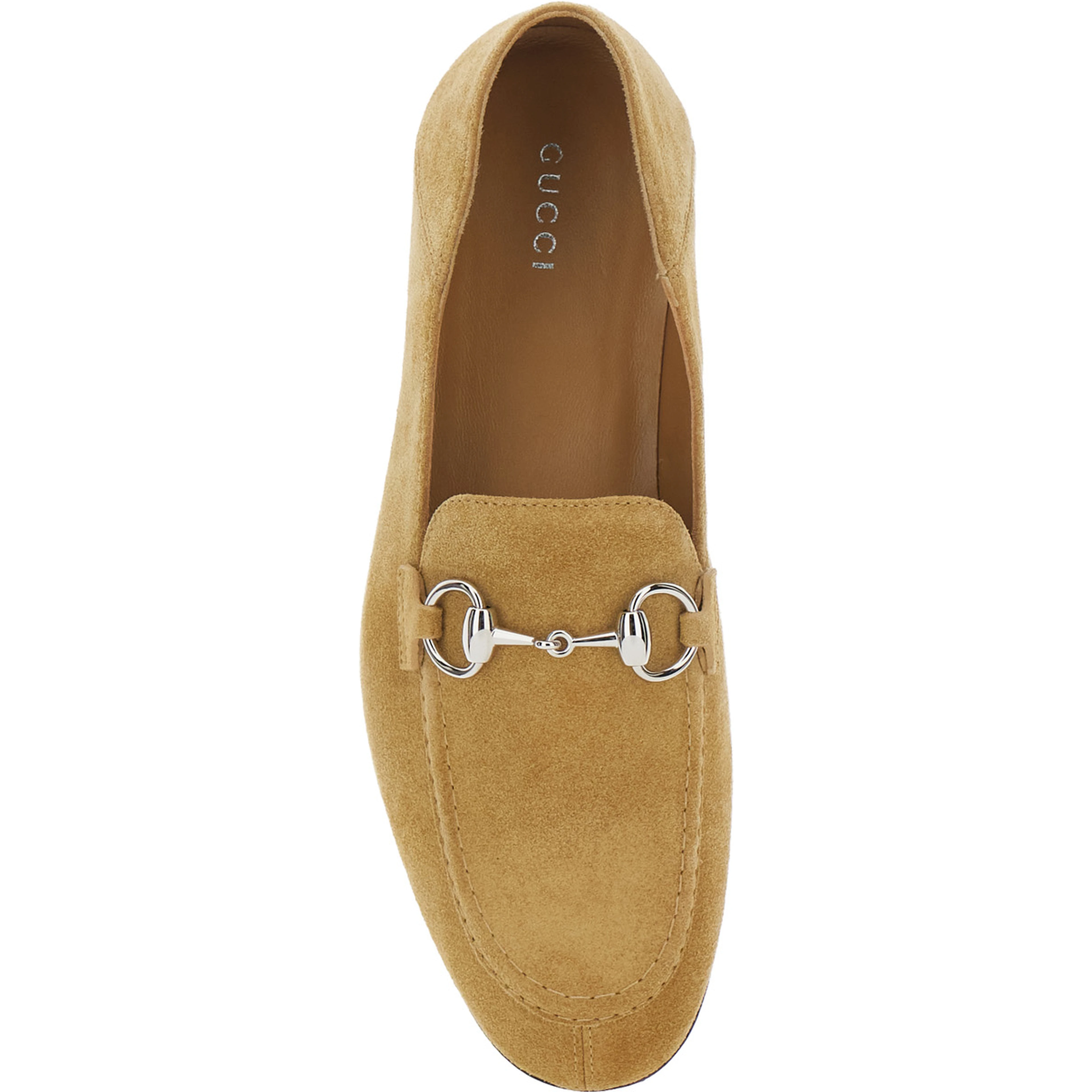 Pierre Beige loafers with Horsebit plaque on the front in suede for women