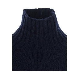 MANTOVA blue Sweater with high collar and long sleeves in wool and cashmere for women