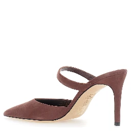 Pumps STUART with 85 mm heel in brown leather for women