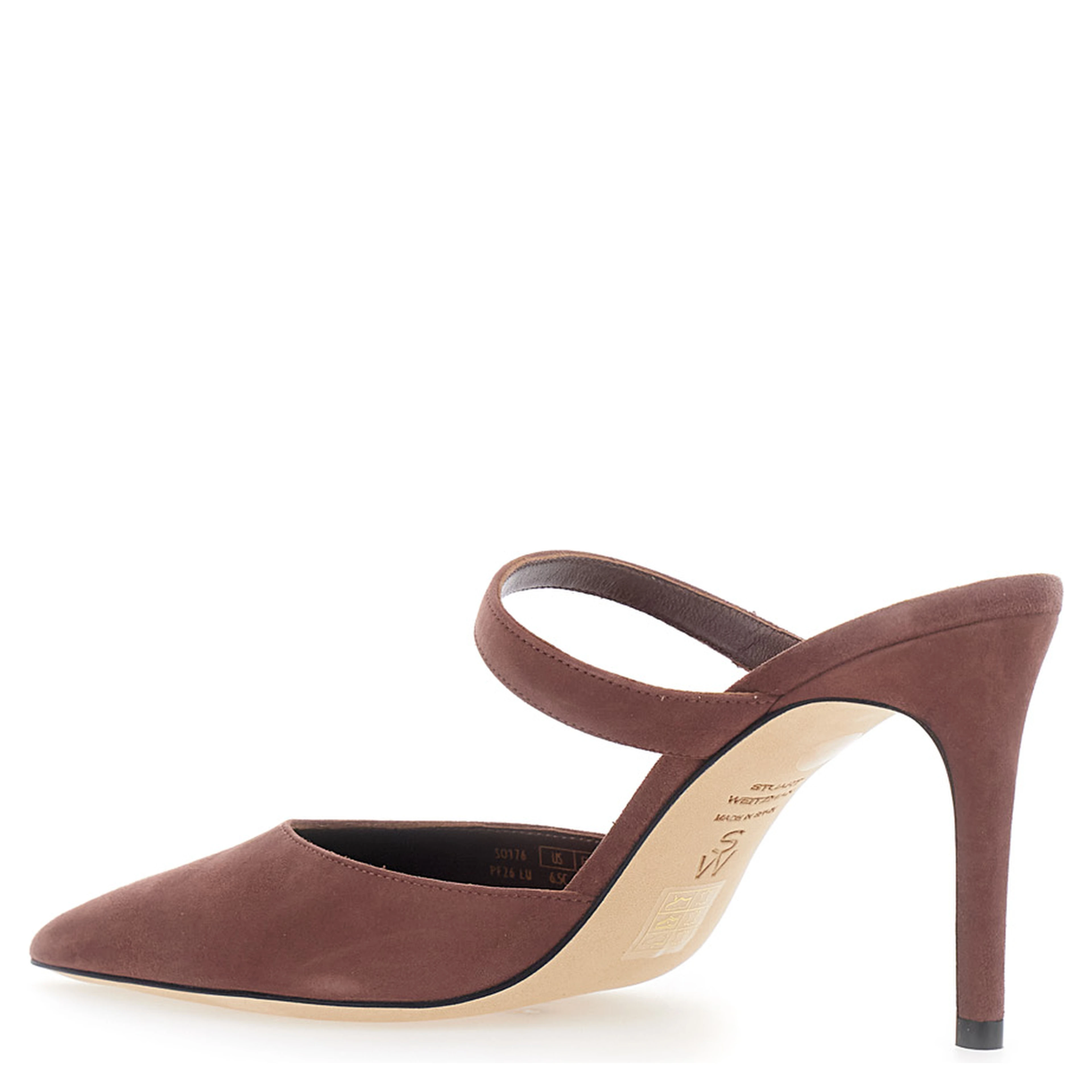 Pumps STUART with 85 mm heel in brown leather for women