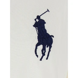 Custom Fit White polo shirt with Maxi Pony on the Front and Numeric Logo on the Sleeve in Cotton for Men