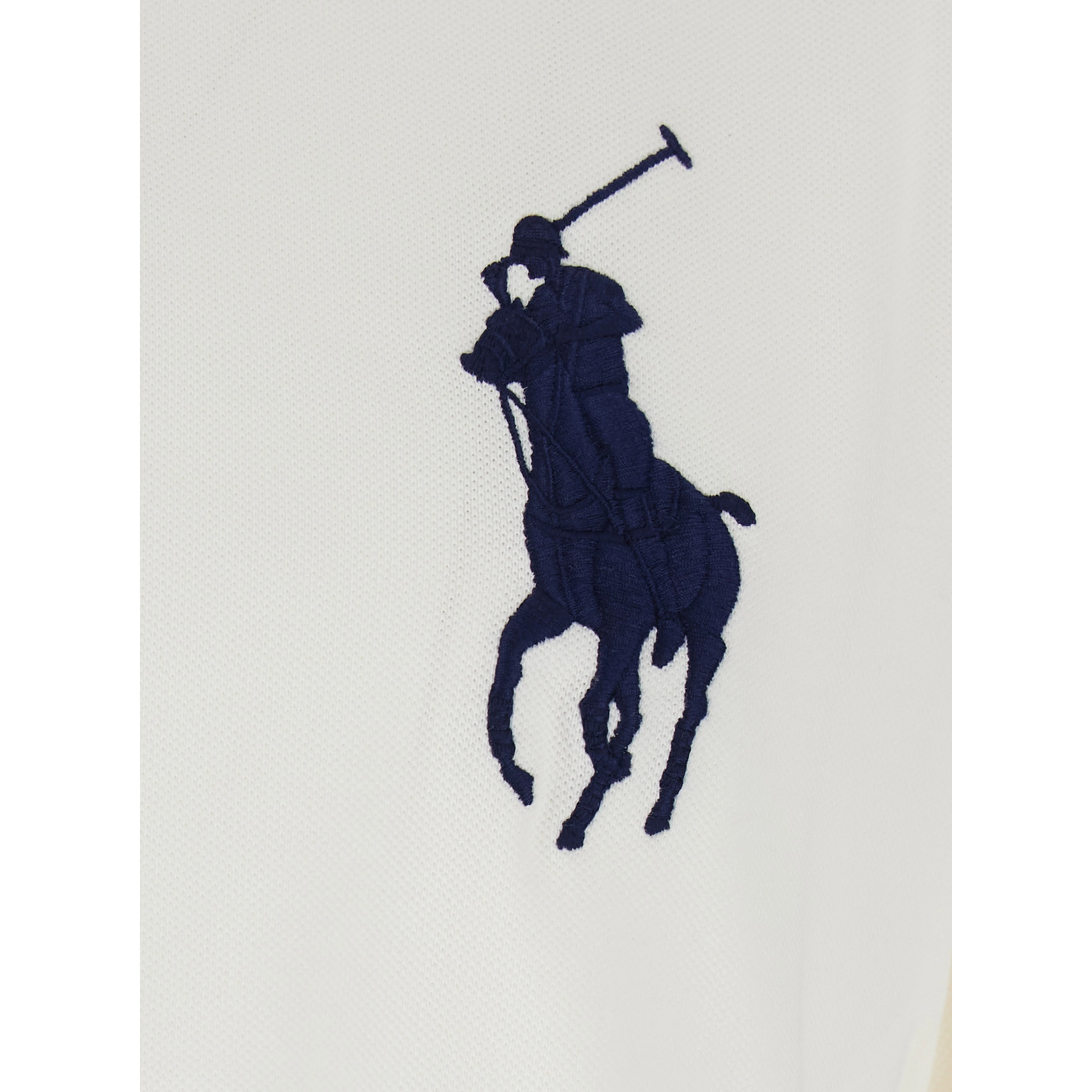 Custom Fit White polo shirt with Maxi Pony on the Front and Numeric Logo on the Sleeve in Cotton for Men