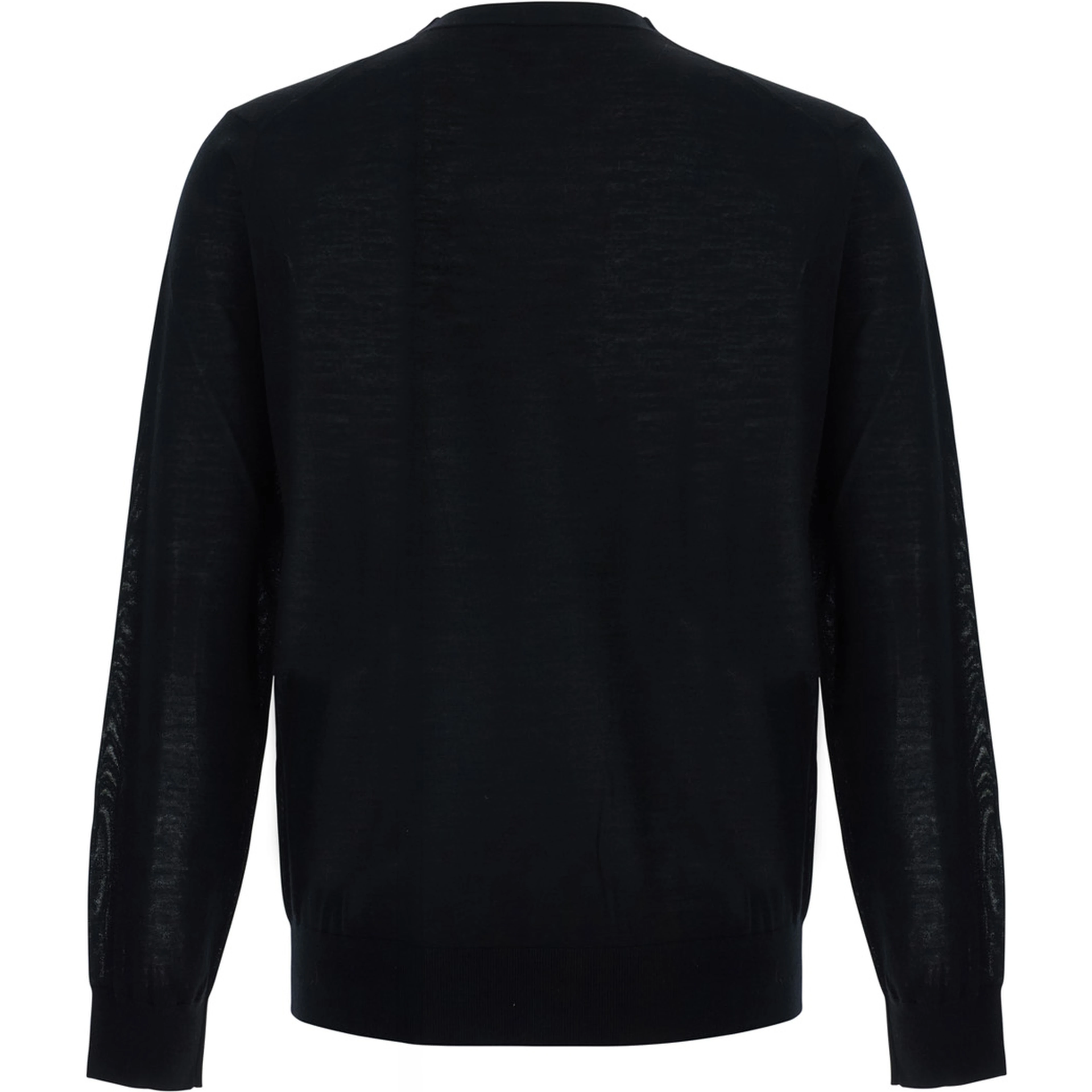 Black Crew Neck Sweater in Wool for Men