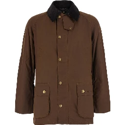 Ashby brown Jacket with classic collar and side pockets in waxed cotton for men