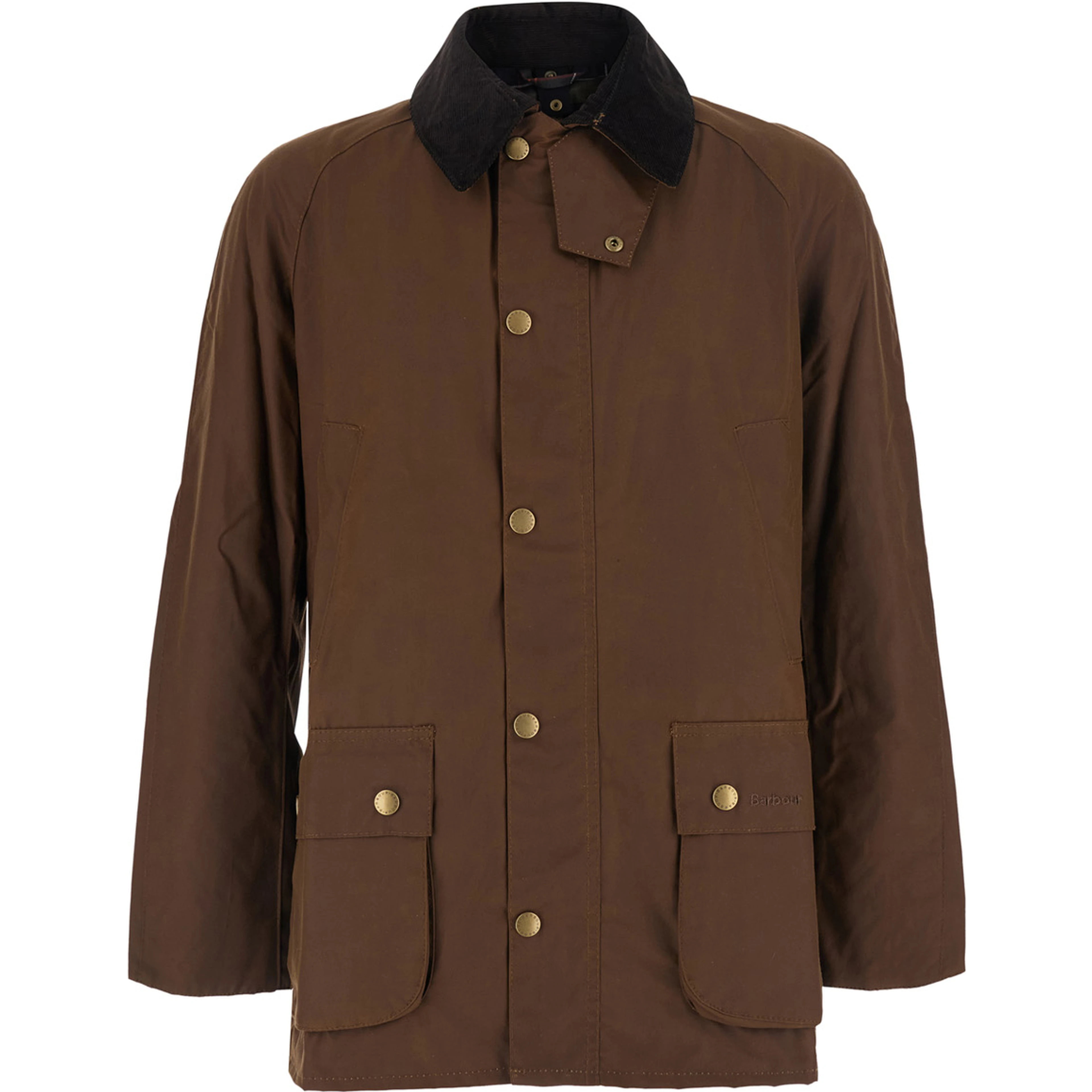 Ashby brown Jacket with classic collar and side pockets in waxed cotton for men