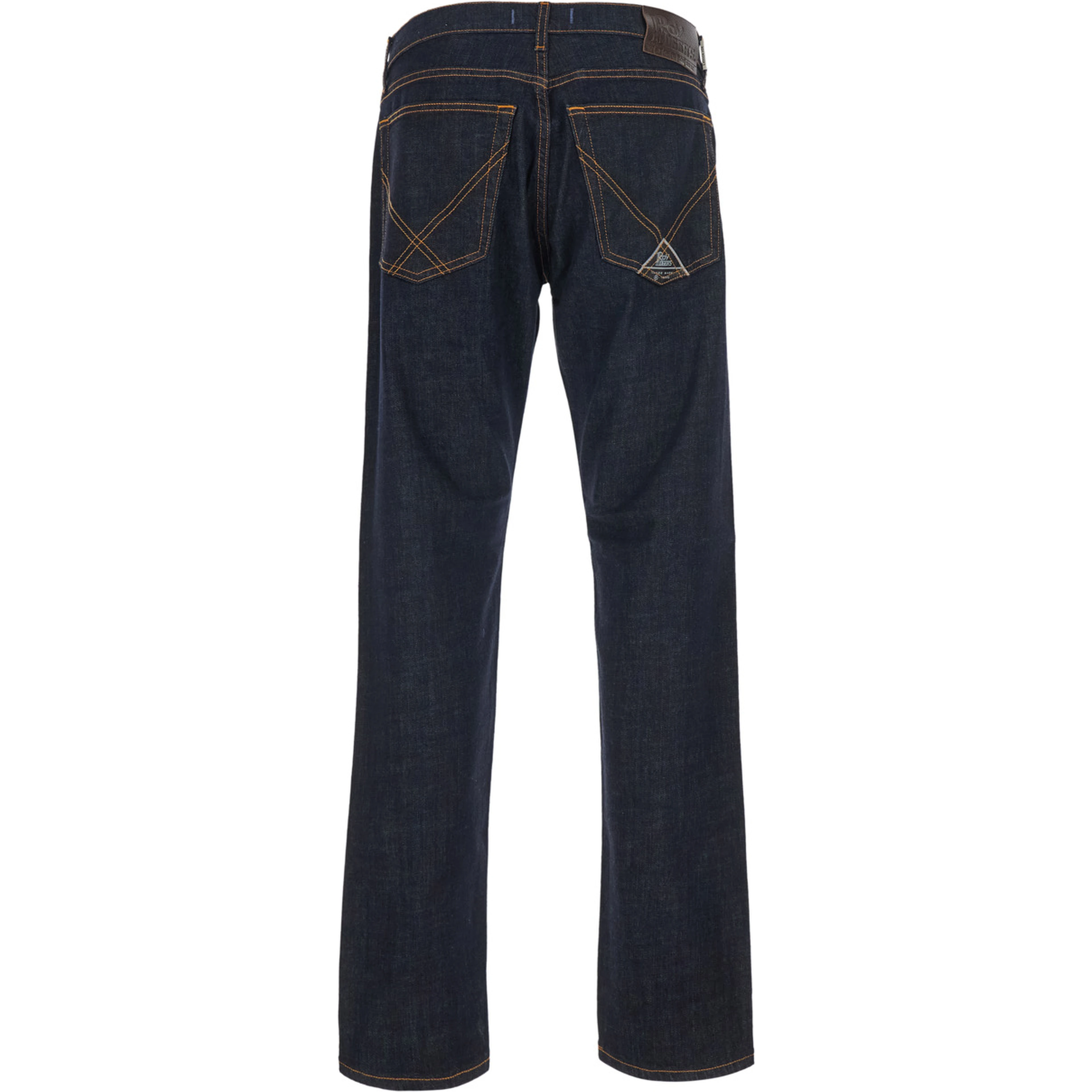 Blue Jeans with logo patch on the back and contrasting stitching in denim for men